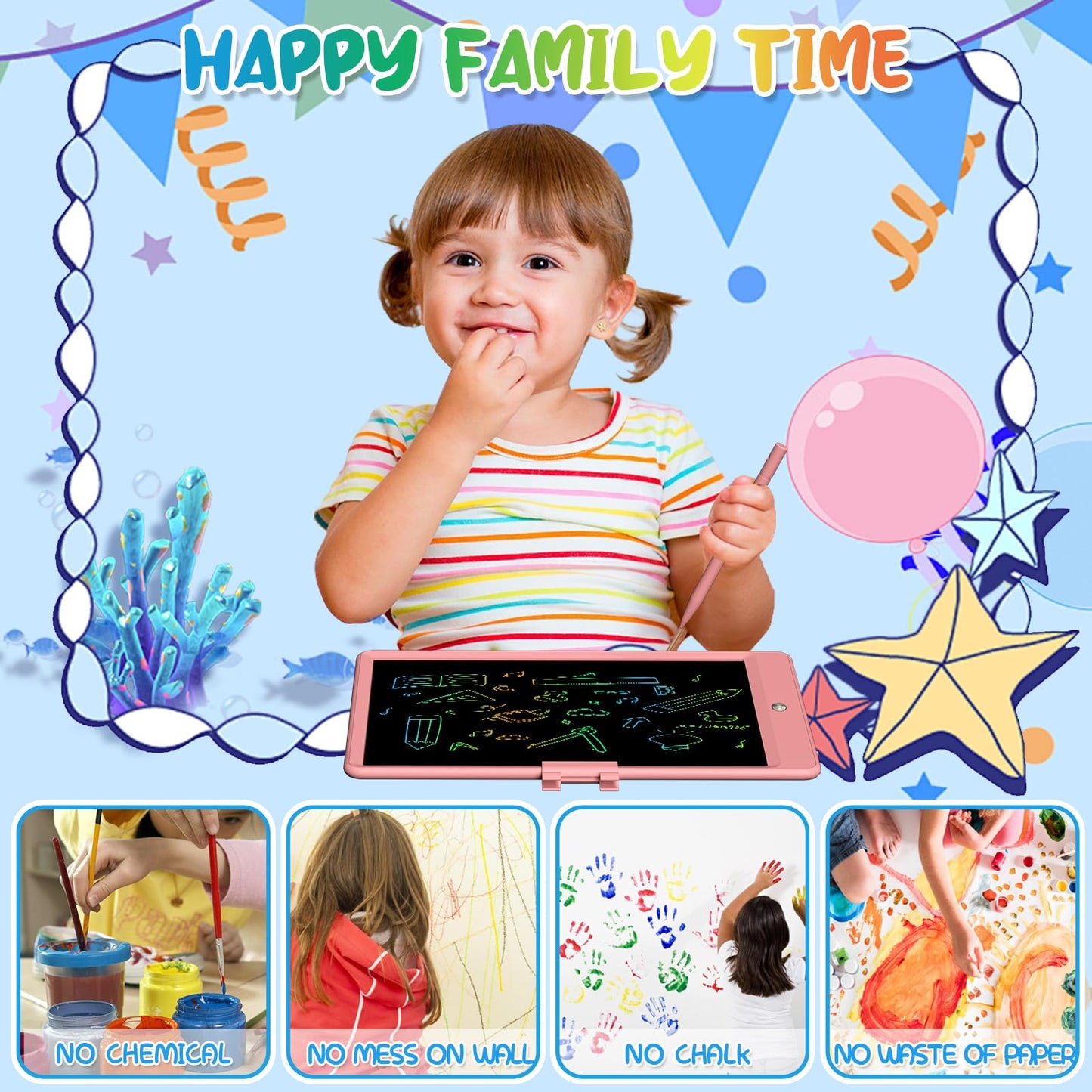 PYTTUR 2 Pack LCD Writing Tablet for Kids 10 Inch Reusable Drawing Tablets for Kids Colorful Writing Board Electronic Drawing Board Educational and Learning Toys for 2-4 Year Old Boys