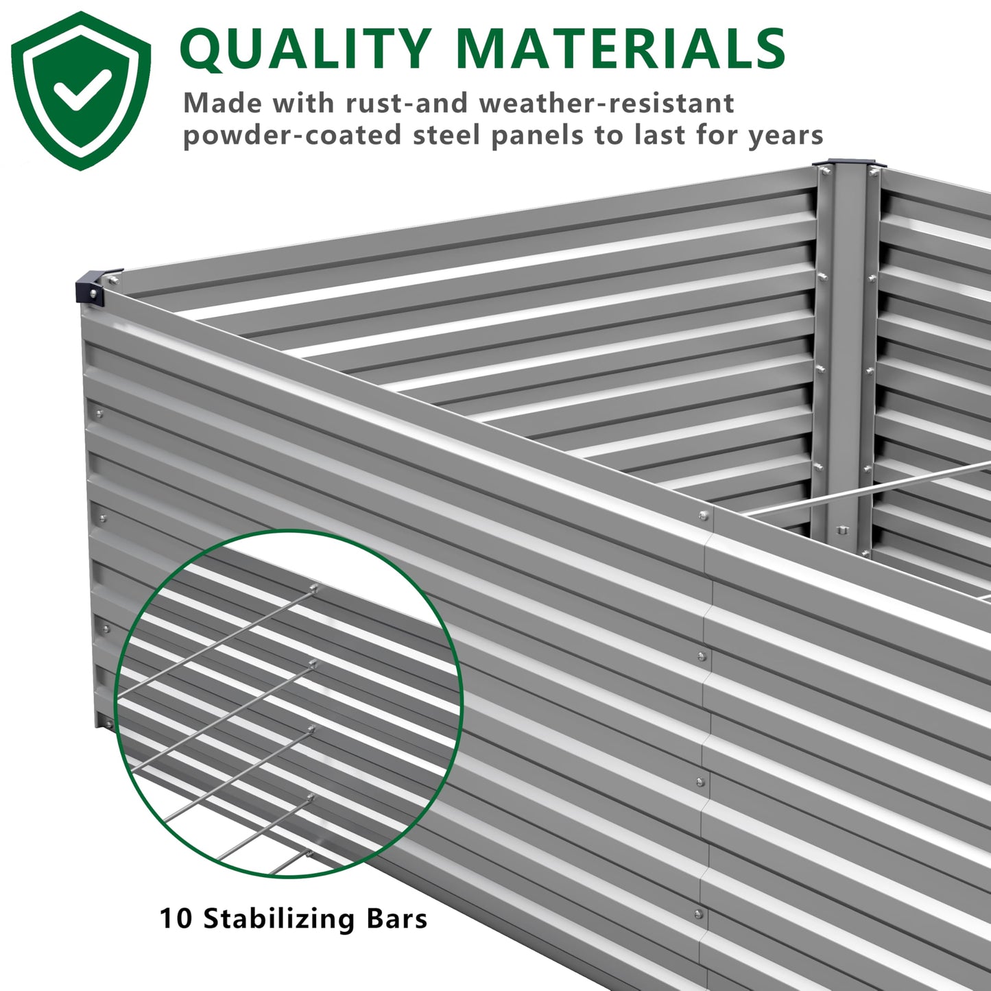 DIIYIV Galvanized Raised Garden Bed Kit Outdoor Patio,12x2x2ft Large Rectangular Metal Planter Boxes,Deep Root Box Planter for Gardening,Vegetables,Flowers,Herbs-Silver