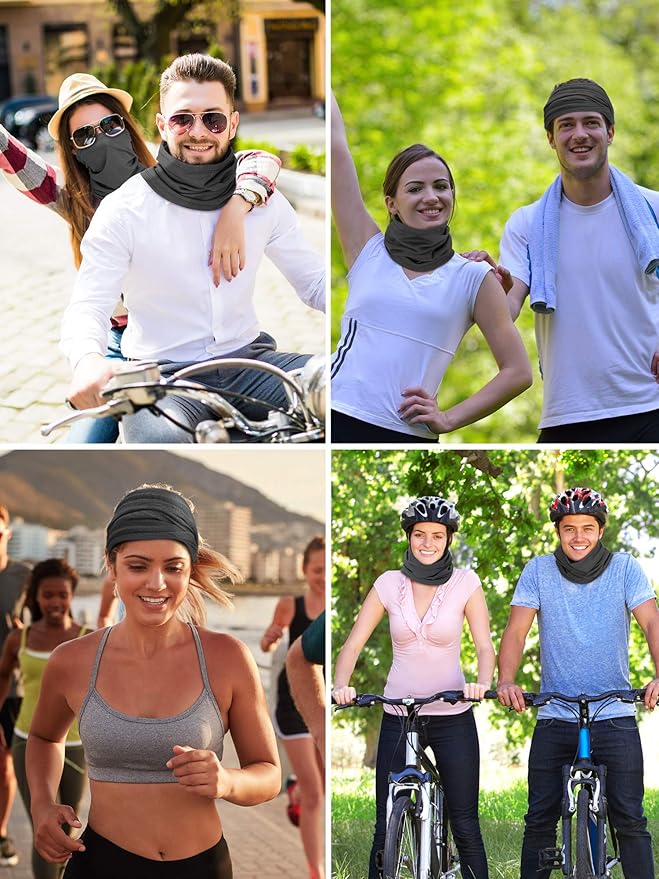 Geyoga 9 Pieces Winter Face Mask for Men UV Protection Mask Sunscreen Breathable Windproof Neck Gaiters Scarf Fishing Cycling Running (Dark Grey)