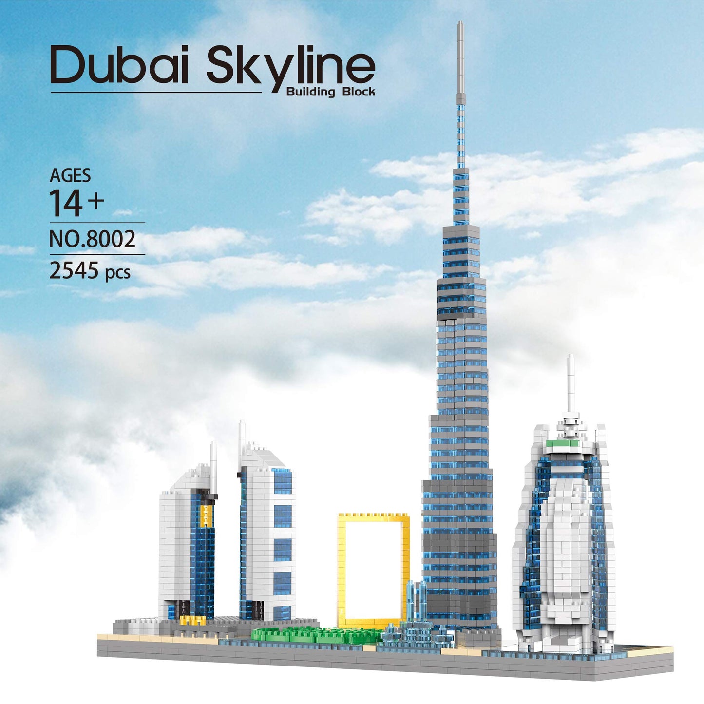 KLMEi World Famous Landmarks Architecture Skylines Series Dubai Skyline Micro Building Blocks Set for Adult Age of 14+ Assembly Construction 3D Present Kit 2545 pcs
