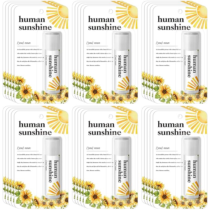 30 Pack Christmas Employee Appreciation Gift Lip Balms Bulk Staff Teacher Team Volunteer Thank You Gift Thanksgiving Christmas Appreciation Party Favor for Women Men(Human Sunshine,Yellow)