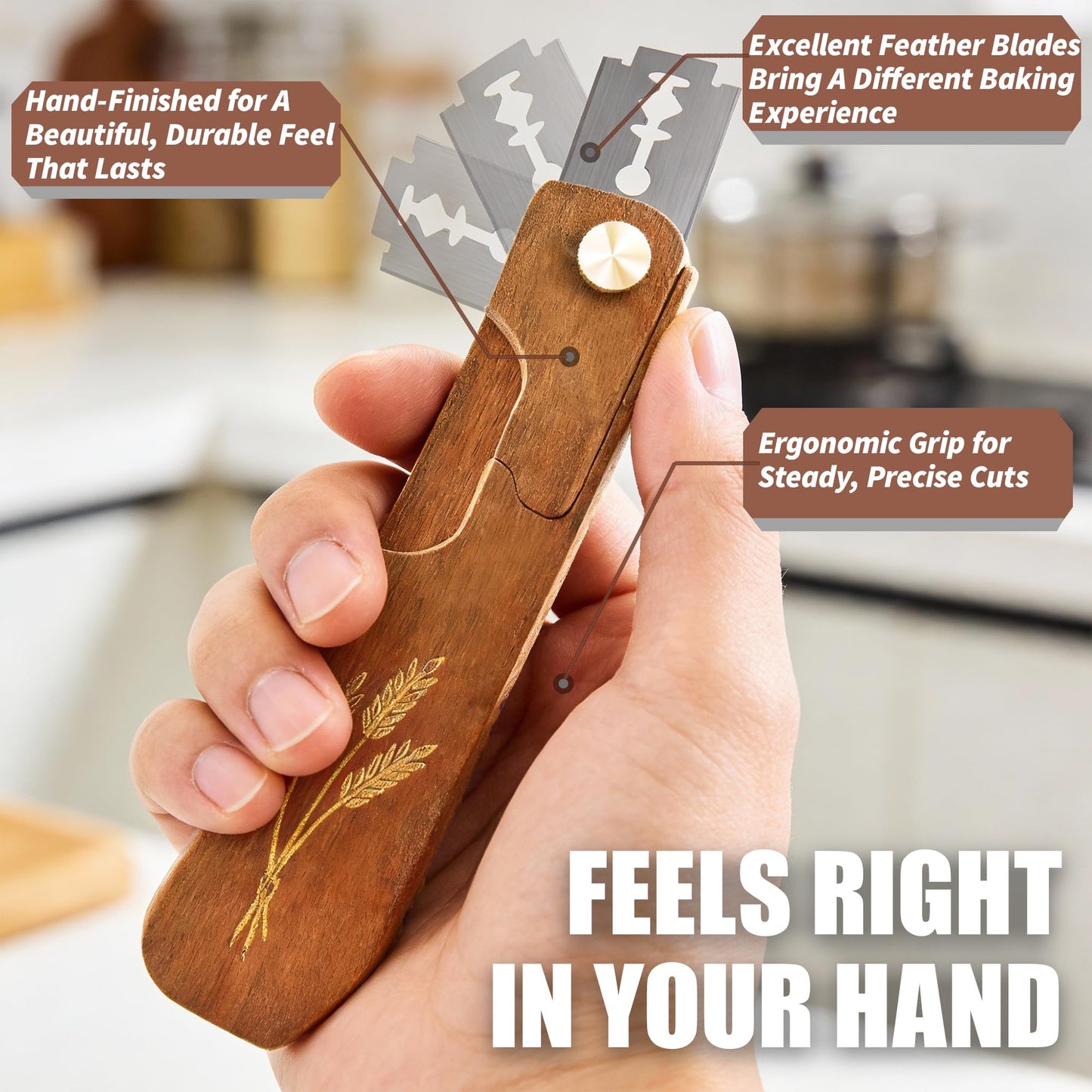 RuruPura Bread Lame Dough Scoring Tool, Upgrade Bread Scoring Tool for Sourdough Bread Baking, Sourdough Scoring Tool for Homemade With 10 Razor Blades