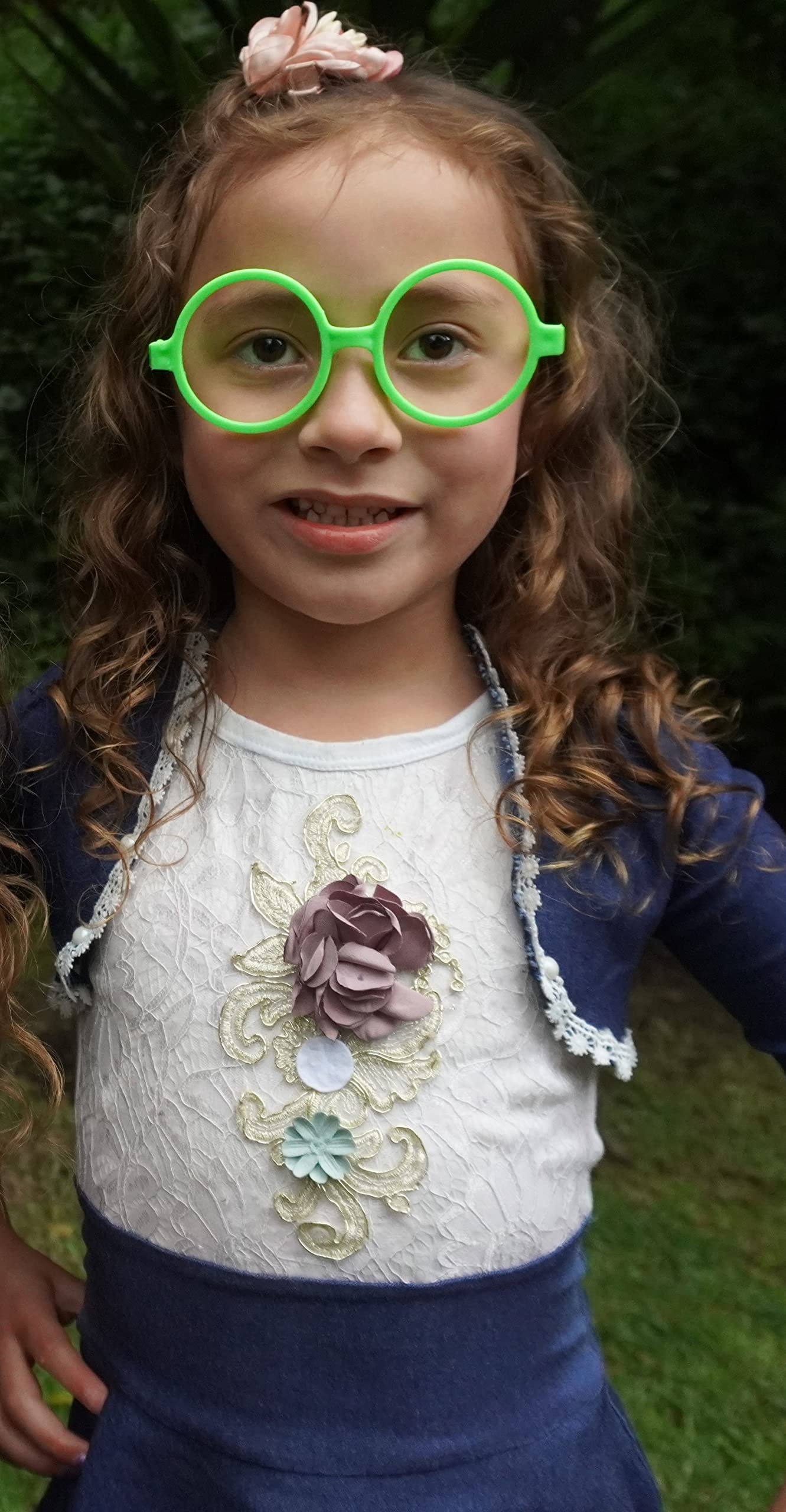 Pack of 6, Children Kids Nerd Fake Glasses No Lens Small Frame Round Eyeglasses Costume Pretend Play (Age 3-10) (Multi)