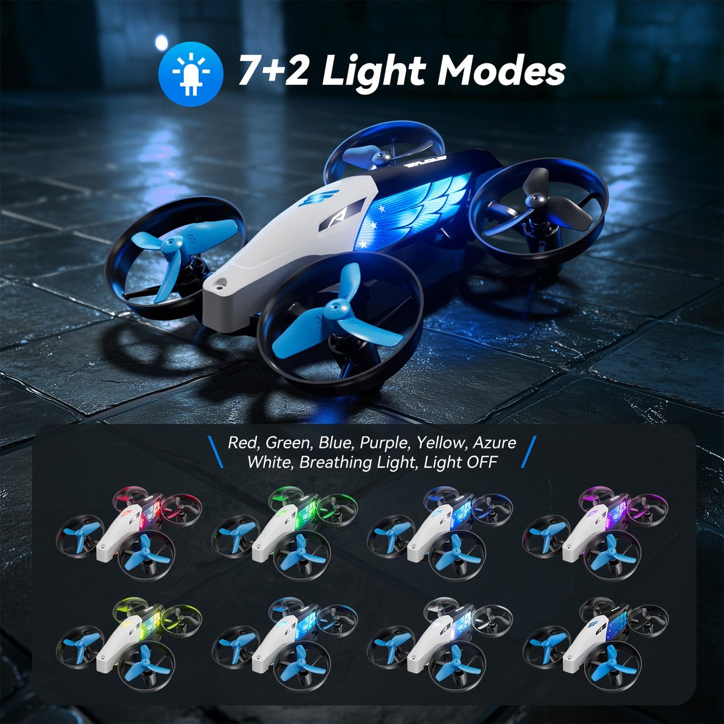 2-in-1 Drones for Kids 8-12 with 7+2 Light Modes,5 Flying Postures,Mini Drone for Age 14 Boys Small Micro Indoor Nano RC Remote Control Quadcopter with Land Mode,Auto rotation,Circle Fly,Altitude Hold