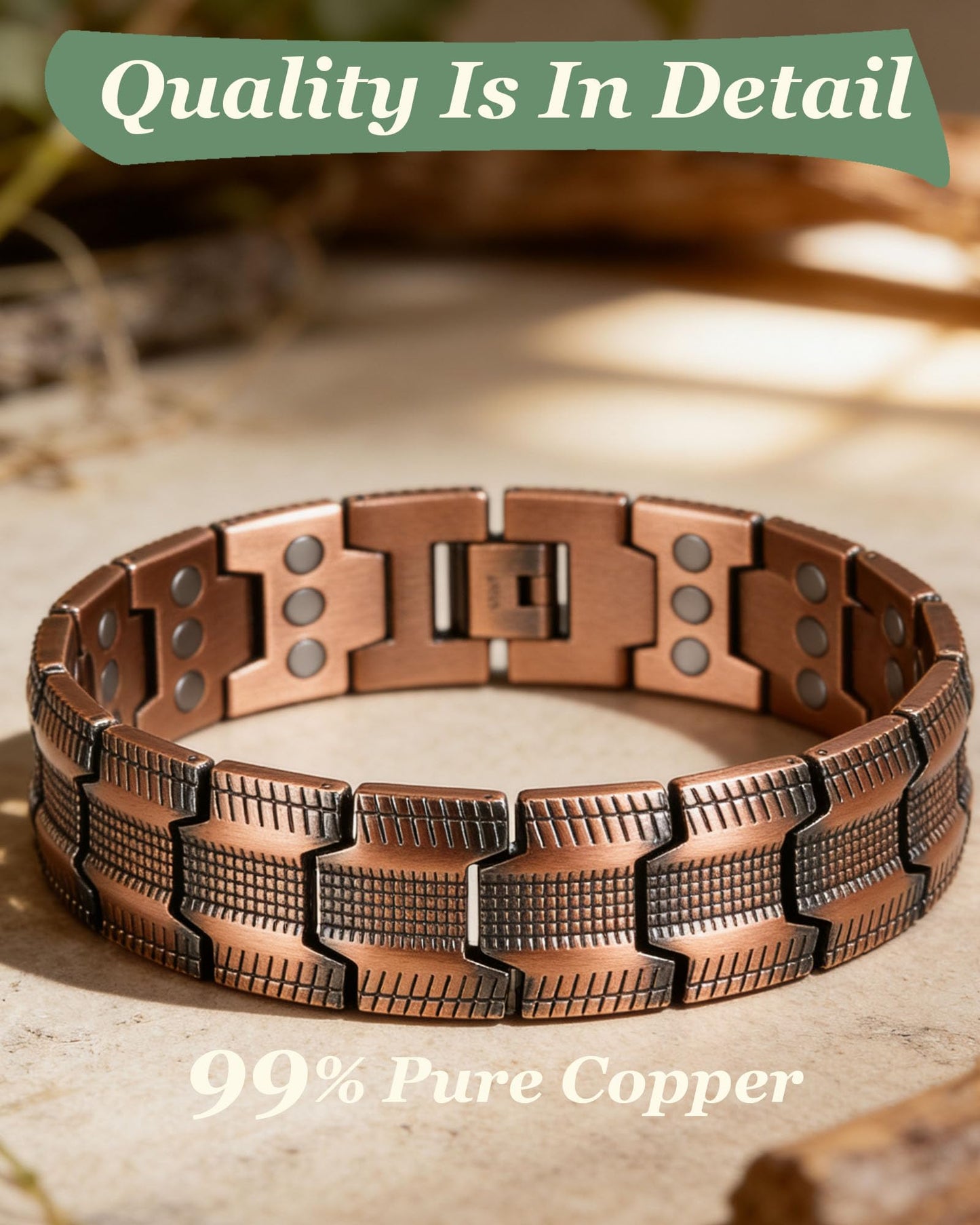 Krilicy 99% pure copper bracelet with ultra strength magnet, magnetic therapy bracelet