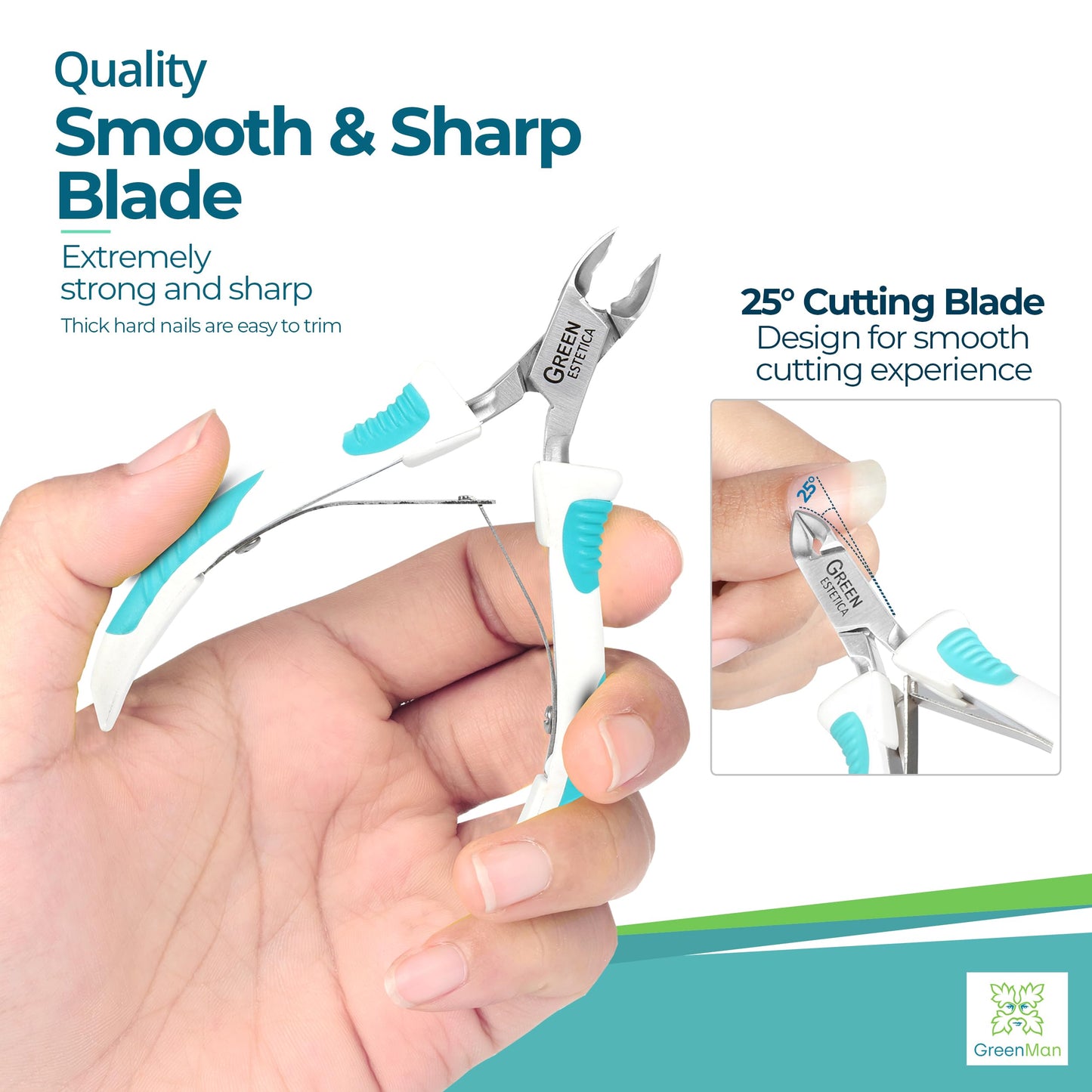 Cuticle Trimmer with Pusher & Nipper with Non-Slip Grip Handle Professional Stainless Steel Cuticle Cutter Sharp Blades Double Spring Cuticle Nippers for Nail Care Pedicure Manicure Nail Tools (Silver