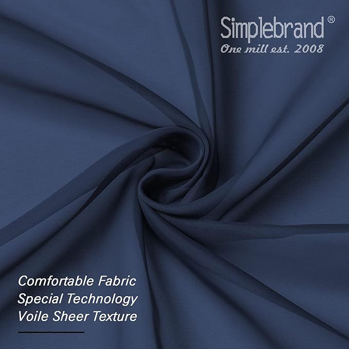 Simplebrand Navy Tier Curtains for Kitchen 24 Inches Long 2 Panels Set, Rod Pocket Cafe Curtain Light Filtering Sheer Short Curtains for Bathroom/Basement Half Window 42 x 24 Inch, 2Pcs, Navy