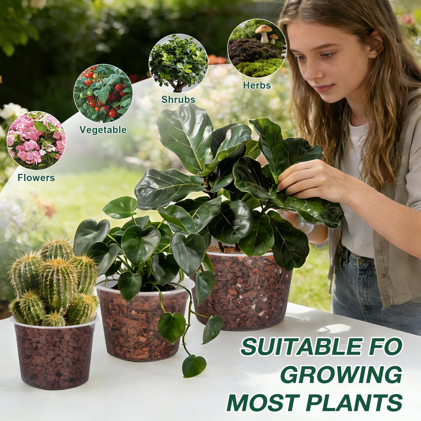 GUGEMEI 10 Inch Clear Nursery Pots with Drainage Holes, 4 Pack Flexible Large Plant Pots for Plants, Plastic Clear Nursery Pots for Seedling, Shrubs, Herbs, Flowers, Vegetables