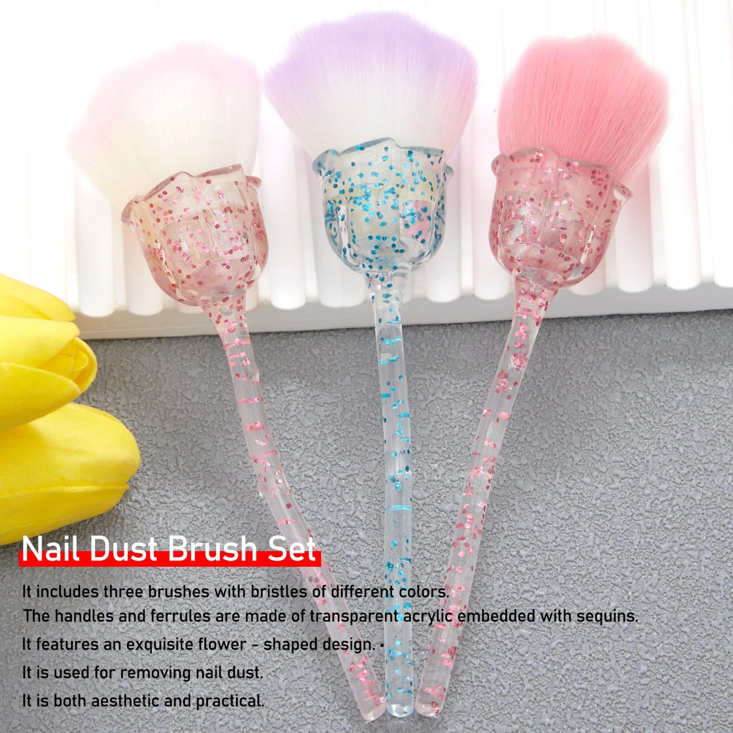 SILPECWEE 3pcs Dust Brush for Acrylic Nails Large Powder Brush Makeup Brush Nail Duster Brush Acrylic Nail Brush Cleaner Nail Art Brushes Manicure Brush for Cleaning Nail Art Tools