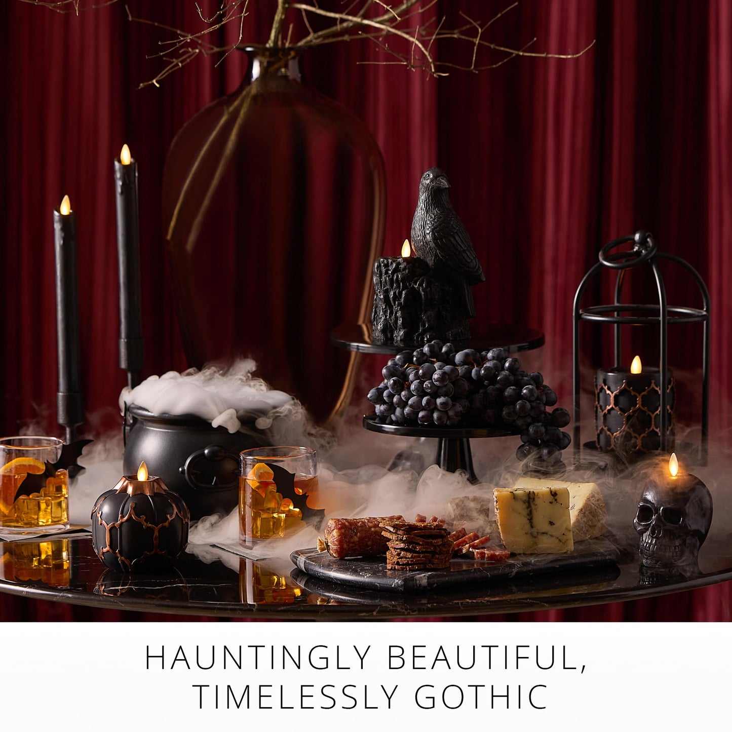 Luminara Black Embossed Fretwork Pumpkin Candle, 3.8" x 4.3" Flickering Flameless LED Light, AA Batteries (Sold Separately) w/Timer, Real Wax Indoor Fall Halloween Decor Table Mantel Decoration