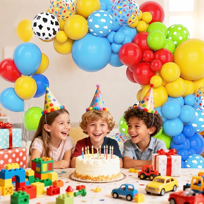 Amandir 152-Piece Blue, Red & Yellow Balloon Arch Kit