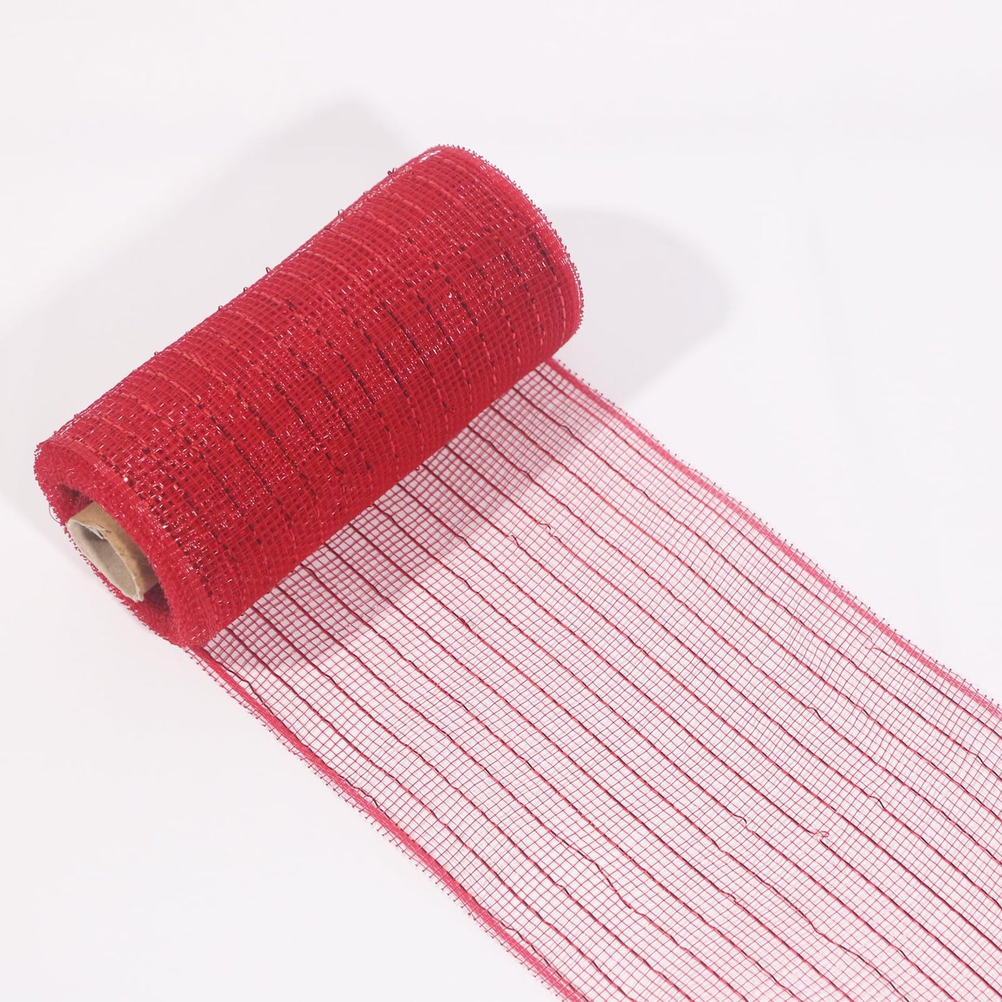 JStnana 3 Rolls Red Deco Mesh Ribbon, 6 Inch x 30FT Per Roll Metallic Foil Burlap Deco Mesh Fabric for Christmas Tree Valentines Day Easter Wedding Wreath Swags Bow Making DIY Craft