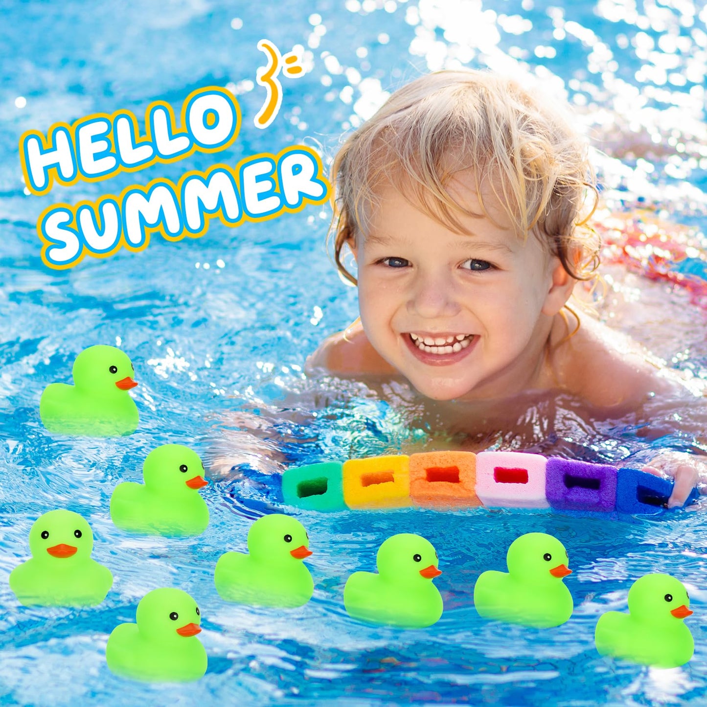 Deerift 200 Pack Glow in The Dark Rubber Ducks, 2" Squeaky Floating Duck Bath Toys for Kids, Bulk Bath Toy Set with Bag for Bath Time, Birthdays & Party Gifts
