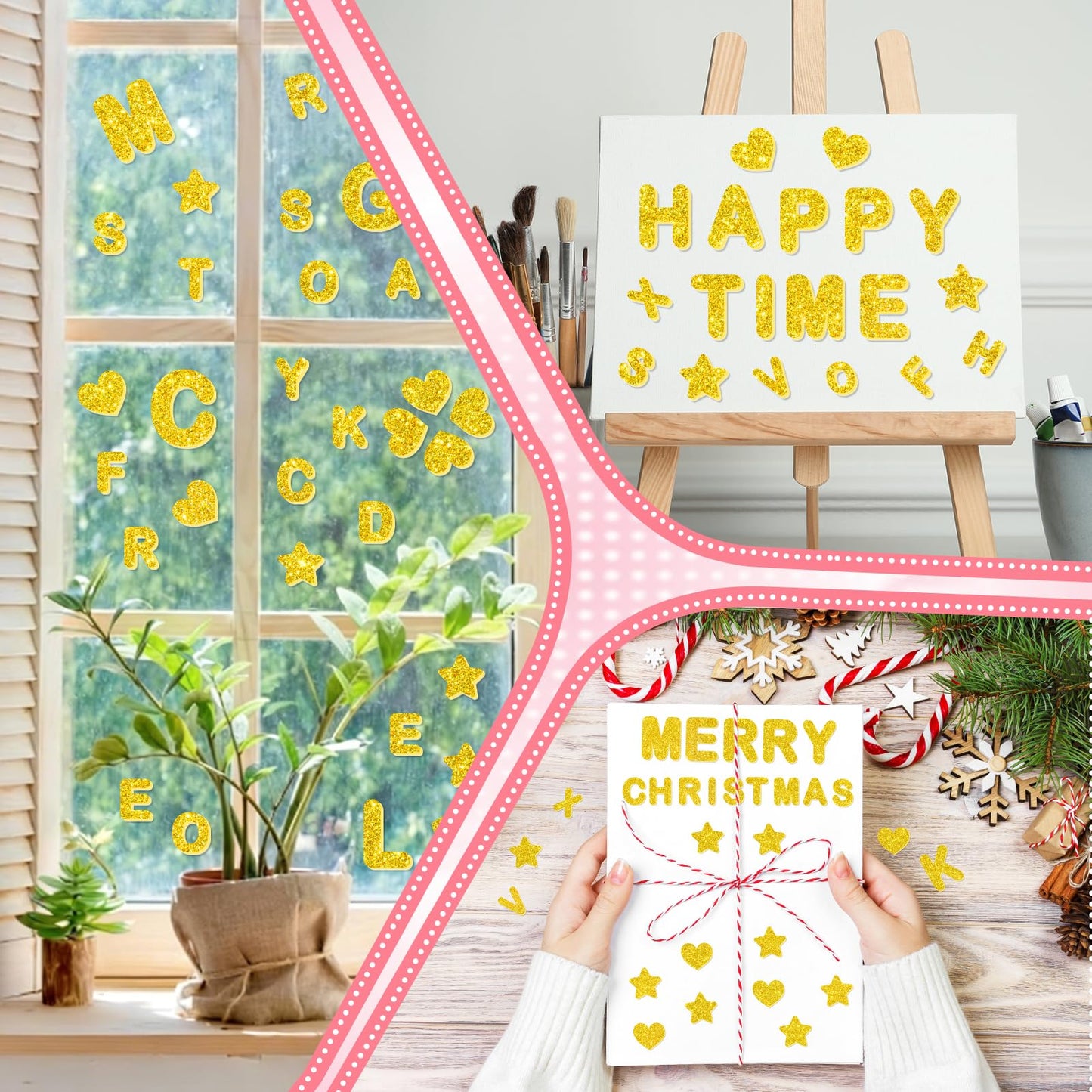 896 PCS Glitter Foam Letter Stickers, Self-Adhesive 3D ABC Alphabet Stickers, 14 Sheets EVA Foam Letters for Crafts Scrapbooking Gift Wrapping Card Making School Projects DIY Decor (Gold)