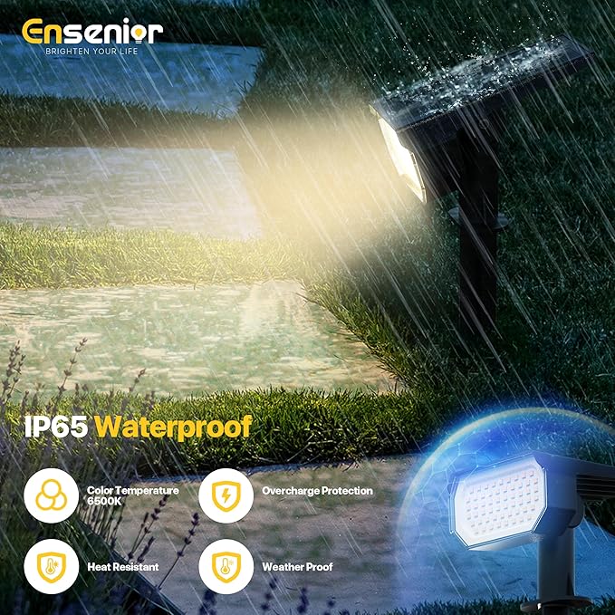 Ensenior Solar Spotlights Outdoor, 56 LEDs Brightness Adjustable 3000K LED Solar Garden Lights, Halloween Christmas Landscape Lighting for Flag/Yard/Pathway, IP65 Waterproof - 10 Pack