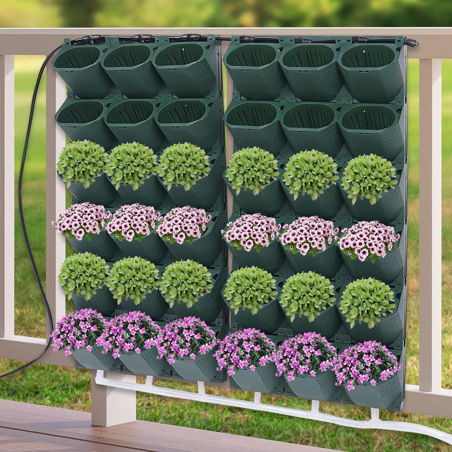 Self-Watering Vertical Garden Planter, Garden Growing System, Planters Self-Watering System, Wall Mounted Vertical Garden Planter, 36 Pots Flower holder for Indoor Herbs Vegetable Fruit, Green