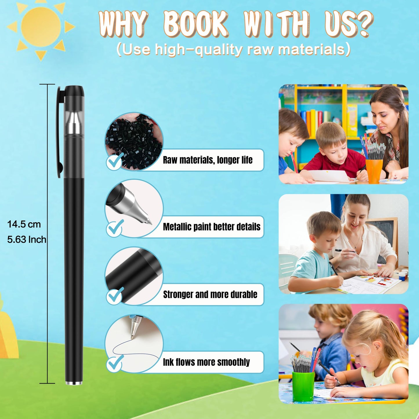 WANFRES Magic grooved writing practice, Magic pens for kids disappearing ink pen,30 refills 3 pens(With writing training aids)Pencil grip,Reusable grooved handwriting practice for kids,Magic Copybooks