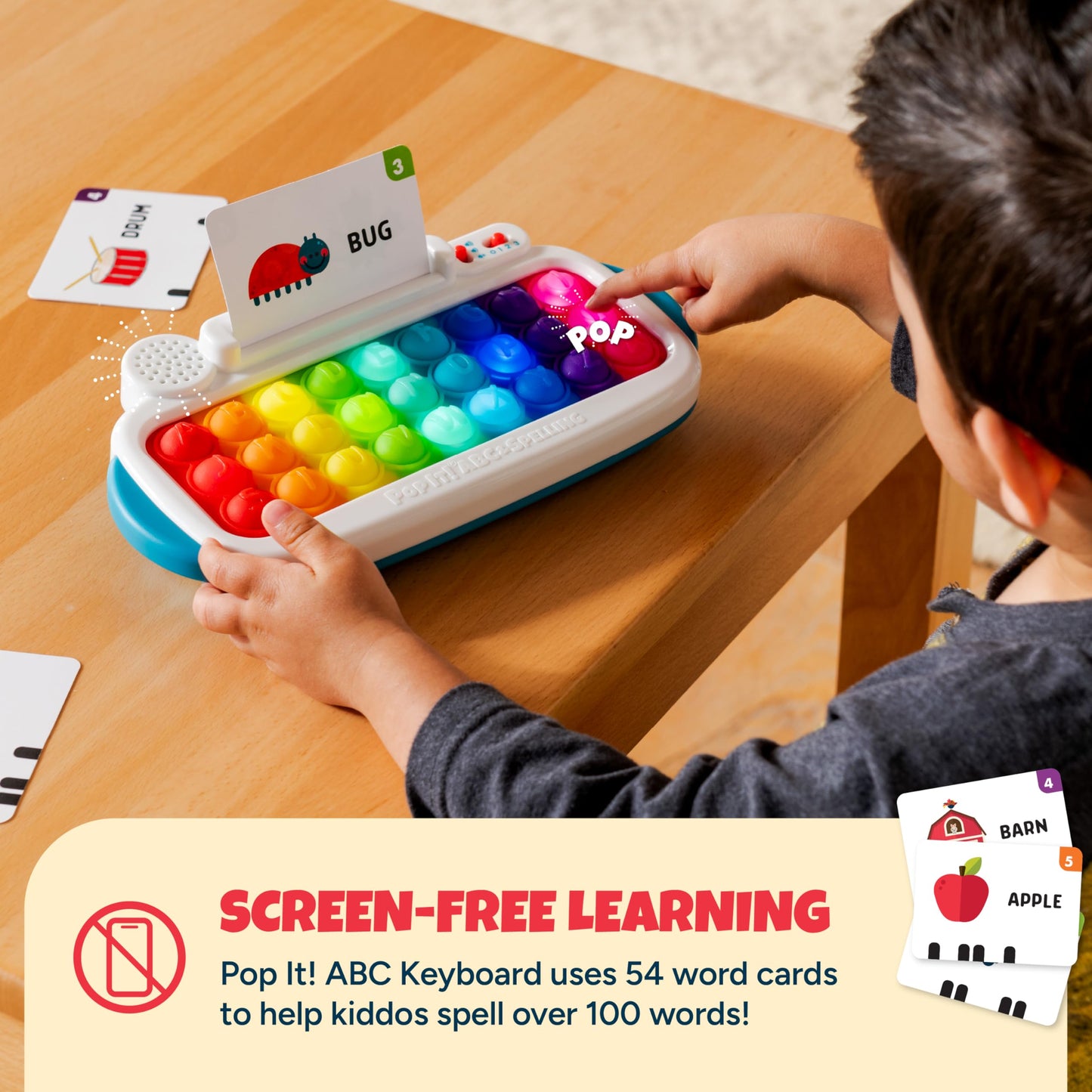 Chuckle & Roar Pop It! ABC & Spelling Keyboard – Interactive Alphabet & Sight Word Learning Toy with LED Lights, Soft Sensory Keys, 3 Grow-with-Me Modes, Screen-Free Educational Toy for Kids