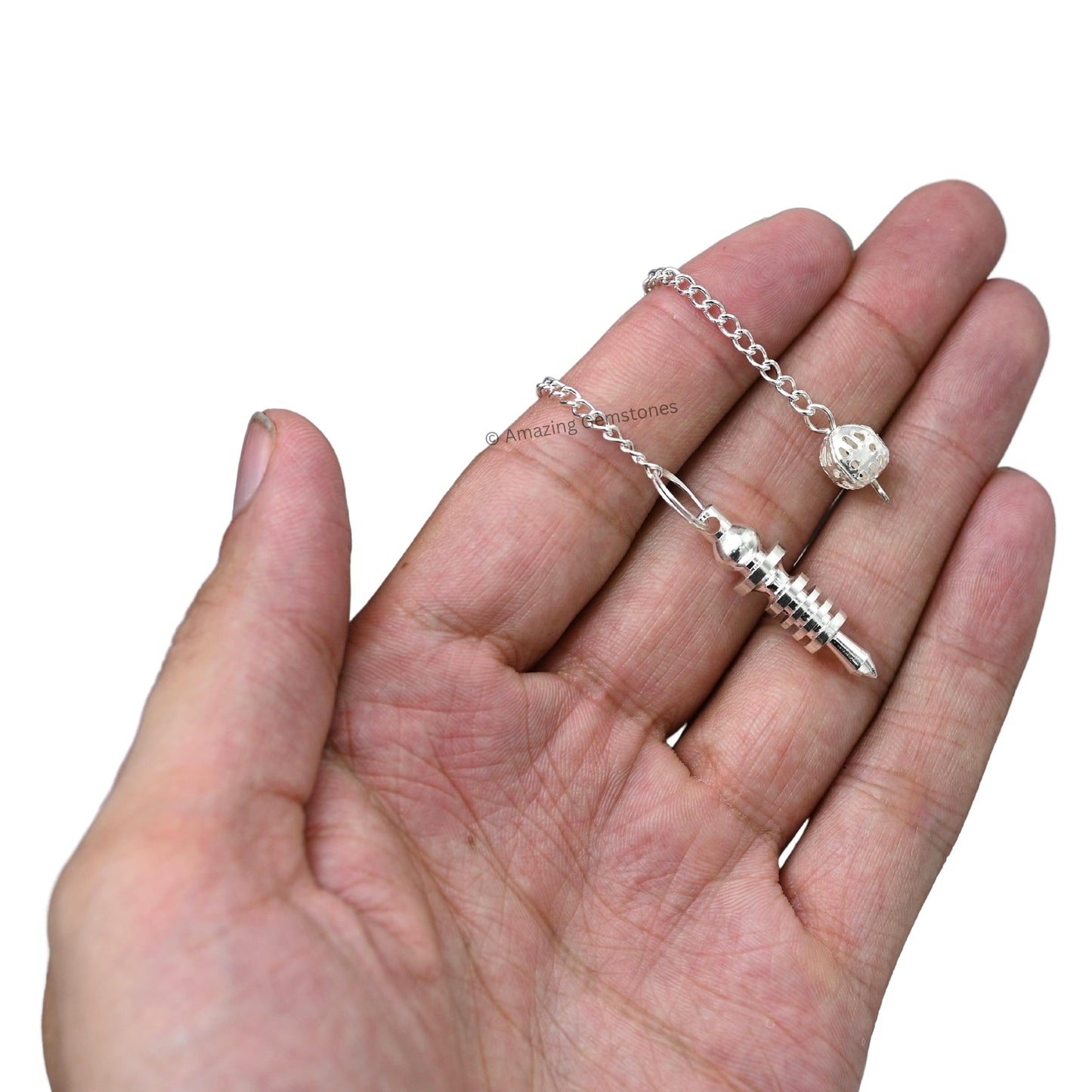 Amazing Gemstone Healing Metal Pendulums for Divination, Silver Double ISIS 4 Ring with Plate Steel Copper Pendulum High Energy Pendulo de Bronce Pendulos de Mesa MP96