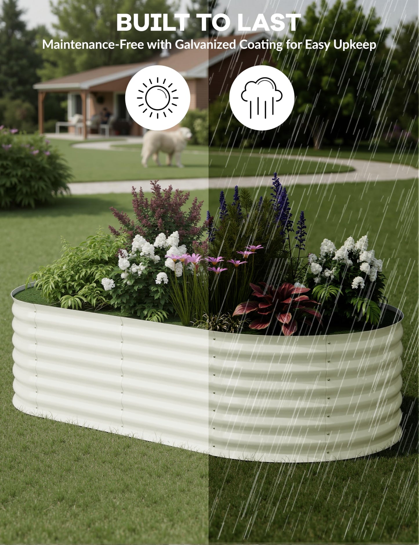 Garvee Steel Raised Garden Bed Kit - Rust-Proof Open Base Design, Tool-Free Assembly, 1.5-2 ft Deep Planter Box for Vegetables,Herbs,Flowers,White,6x3x2 ft
