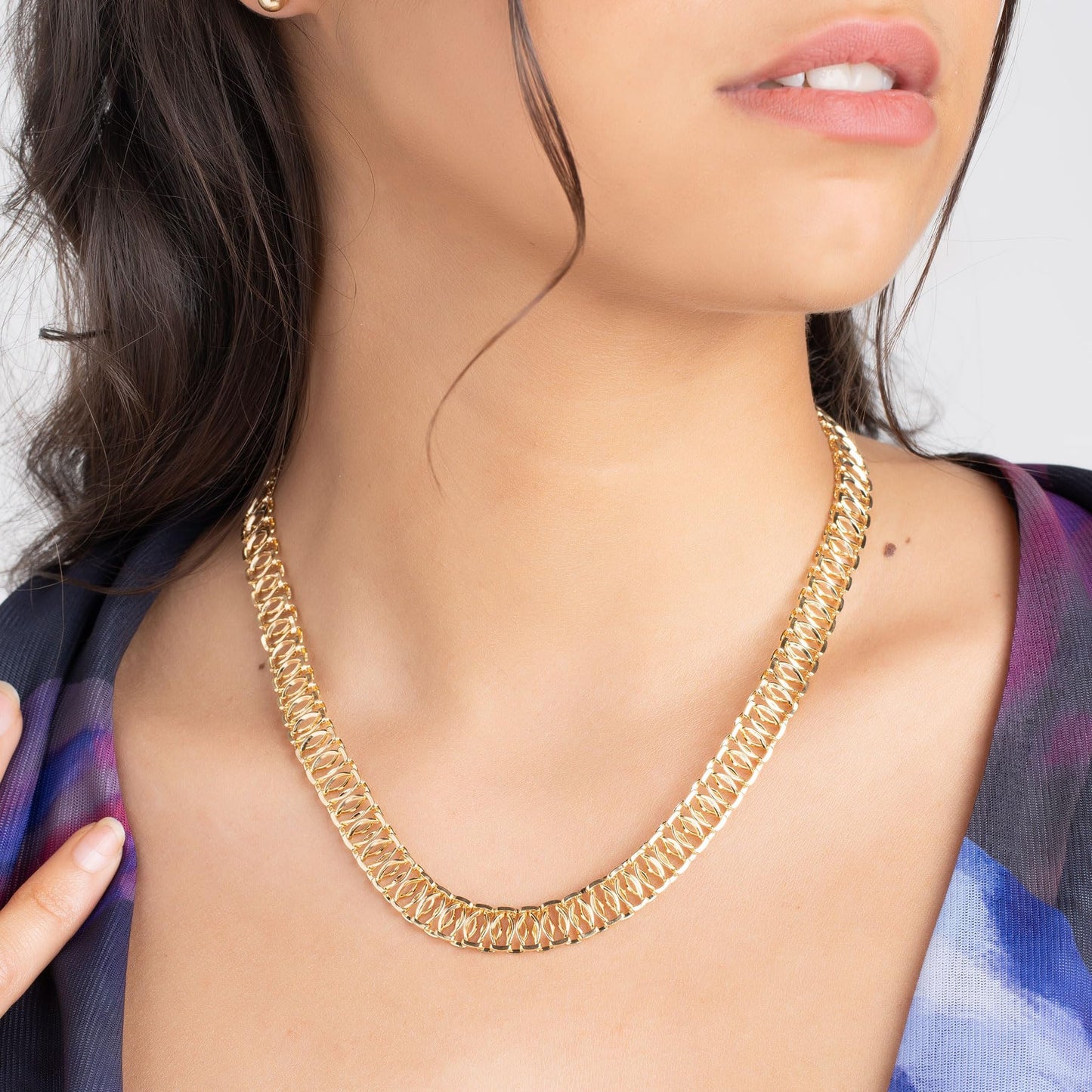 Barzel 18K Gold Plated Mesh Necklace, 16-20 inches, High Polish Finish, Waterproof, Tarnish Free (20 Inches)