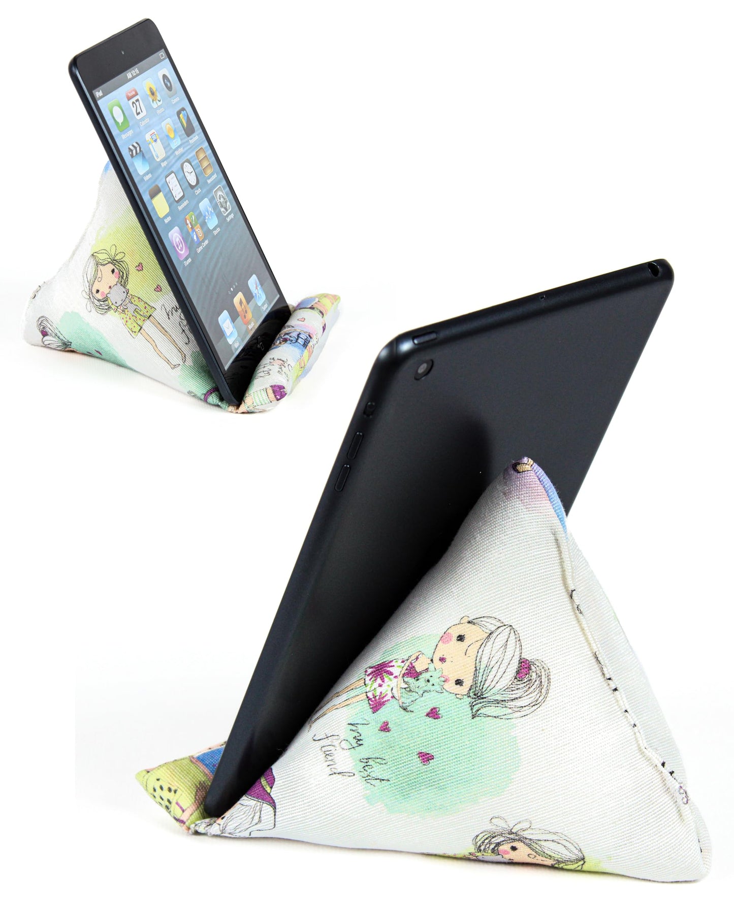 STEPHAN AND THEODORE Handmade Phone Pillow Holder - The Wedge Mobile Device Stand - Fabric Phone Stand for All iPhones, All Smartphones! 7 x 6.1 x 5.5 Inches (Dolls)