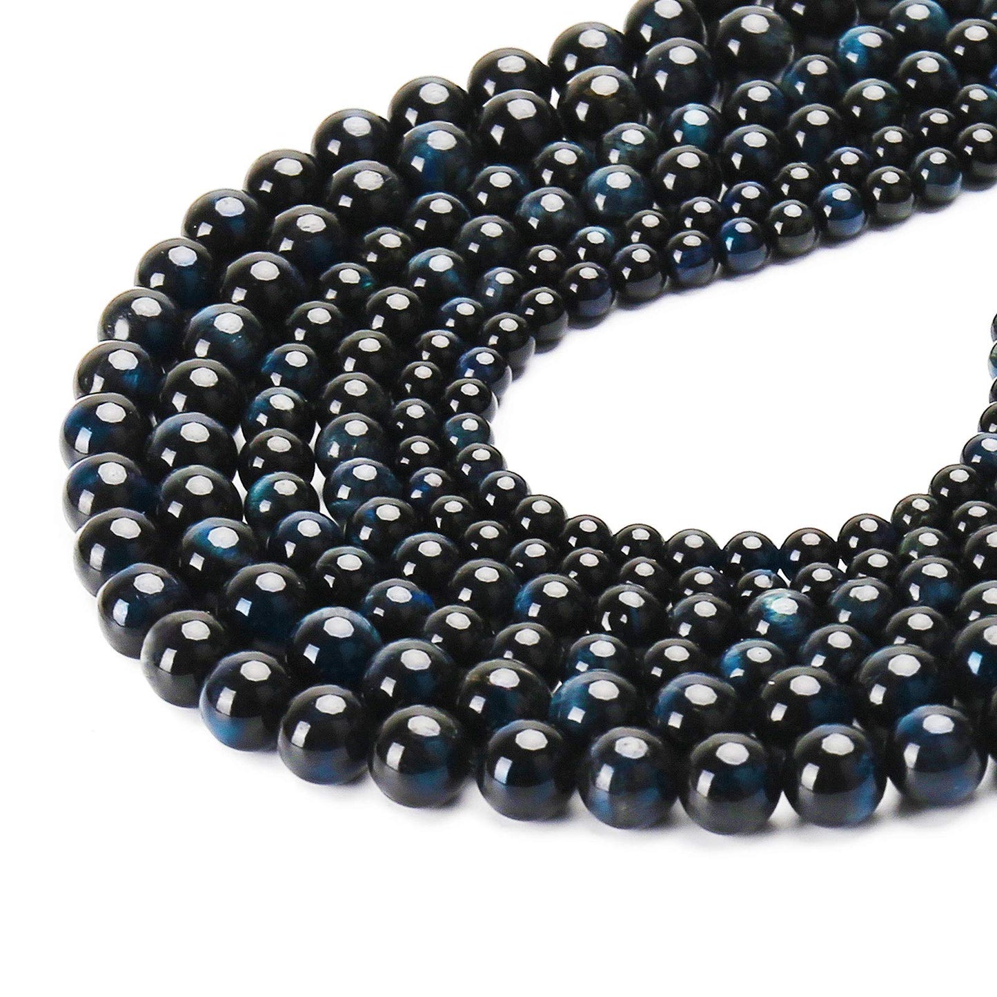 Natural Blue Black Tiger Eye Beads, Grade AAA Gemstone Round Loose Beads 10MM 40PCs Bulk Lot Options, Semi Precious Stone Beads for Jewelry Making