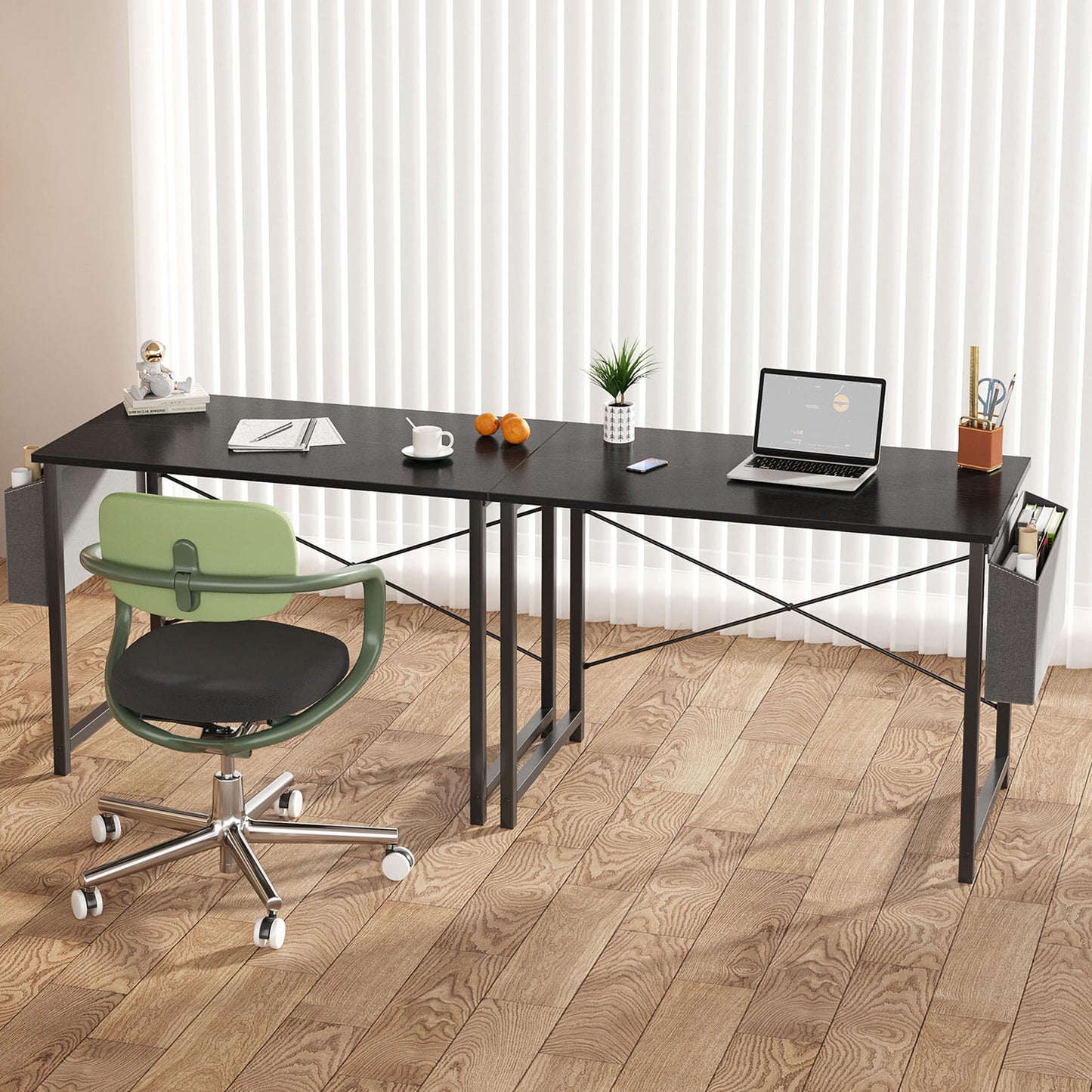 OLIXIS Computer Desk 31 Inch Home Office Desks for Small Spaces, Gaming Writing Study Work Table with Storage Bag for Bedroom, Black