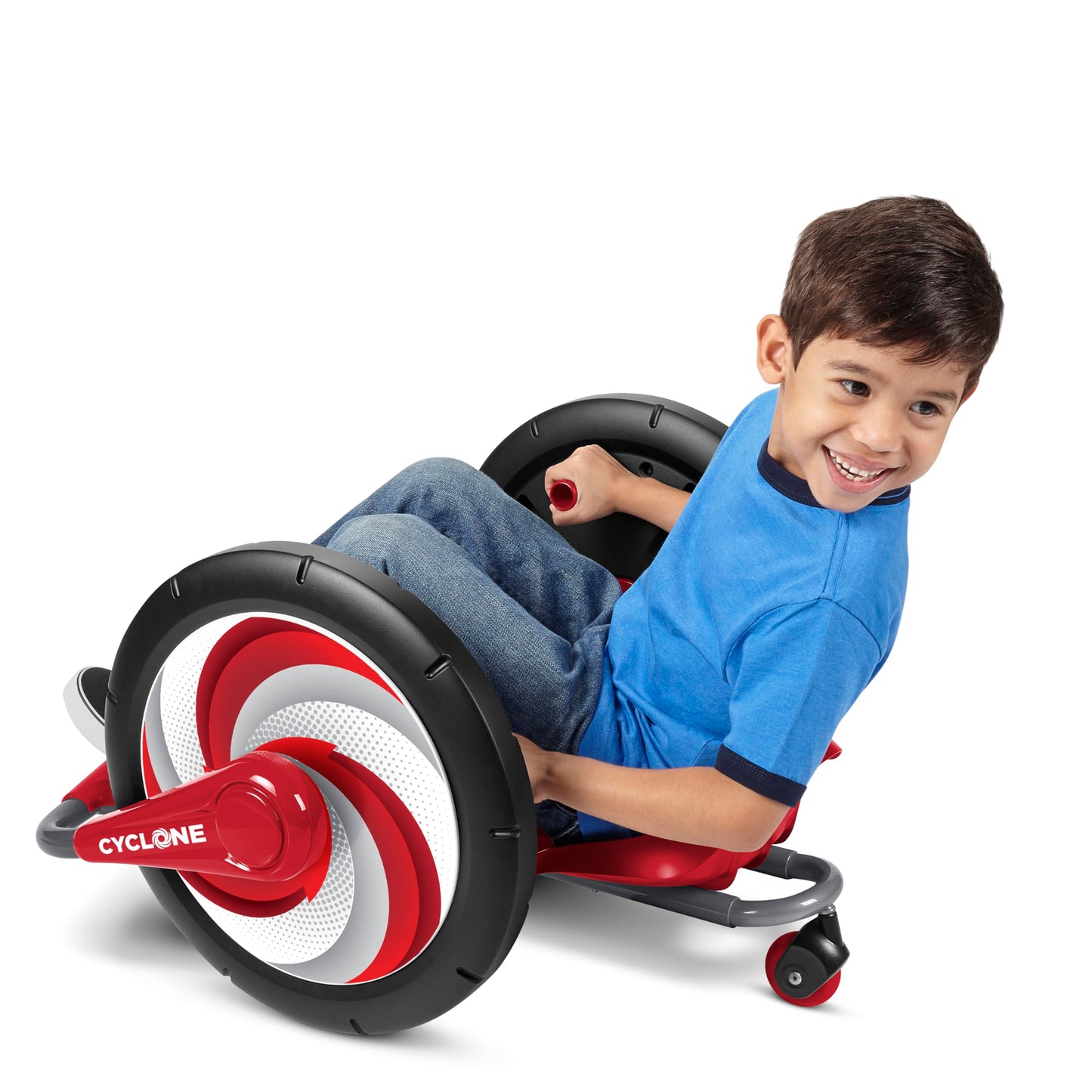 Radio Flyer Cyclone, For Ages 3-7, Arm-Powered Ride On, 16" Wheels, 360-degree Spins, Forward/Reverse Action, Ergonomic Seat & Frame, Comfort Hand Grips, Solid Steel, 69 lb Capacity, Kids Ride On Toys