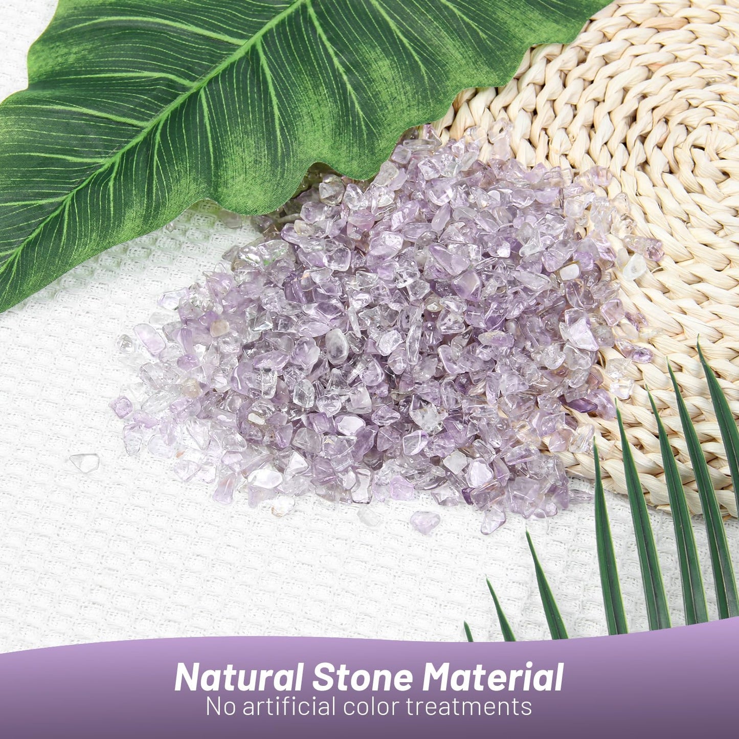 1.1lb Natural Crushed Light Color Amethyst Crystal Tumbled Chips-Healing Crystals Chips Bulk, Crushed Crystal Gemstones for Crafts, Beautiful Package for Gift (Light Color Amethyst)