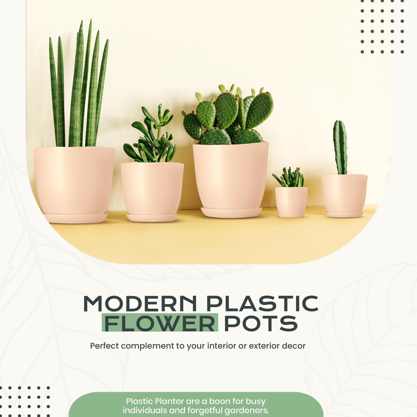 Utopia Home - Plant Pots Indoor with Drainage - 7/6.6/6/5.3/4.8 Inches Home Decor Flower Pots - Plastic Planters for Indoor Plants, Cactus, Succulents Pot (Pink, Pack of 10)