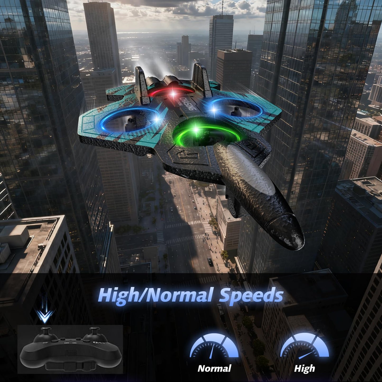 FUNPX Foam RC Airplane with Cool Led Light, 360° Flip and Headless Mode, Remote Control Airplane RC Plane for Kids Adults Aged 6+, RC Flying Toy for Kids, Birthday Gift