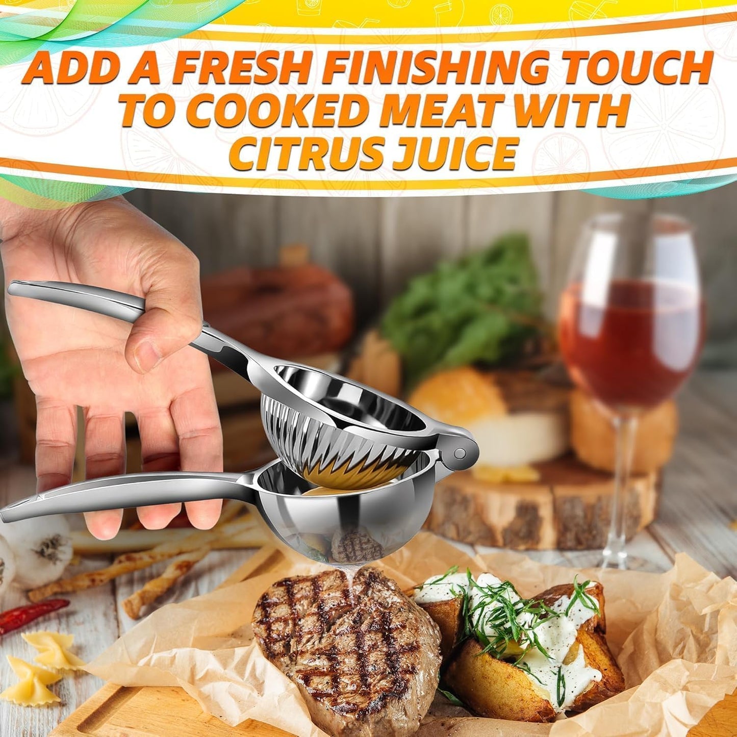 Stainless Steel Lemon Squeezer – Lemon Juicer Squeezer Manual Citrus Juicer | Dishwasher Safe Citrus Press | Corrosion-Resistant | Effortless Maximum Juice Extraction for Lemons, Limes, Oranges & More