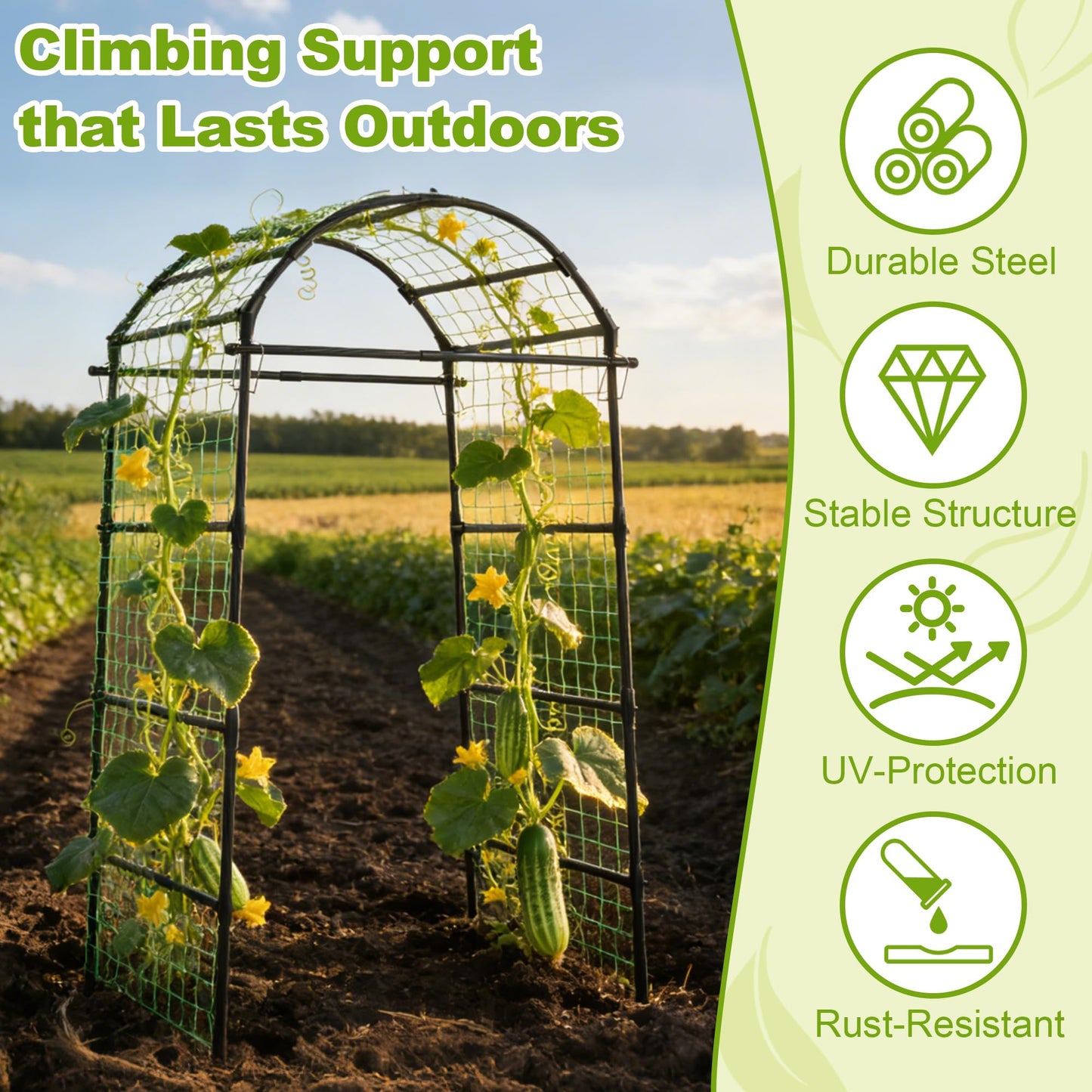 Miory Garden Arch Trellis for Climbing Plants Outdoor, 7ft Tall Plants Support Trellis for Climbing Vine Tomato Vegetable Flower Fruit, Cucumber Trellis for Raised Bed (32 x 83 Inch)