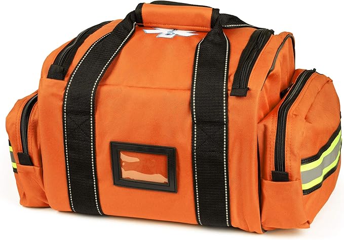 Scherber Fully-Stocked First Responder Bag | Professional EMT/EMS Trauma & Bleeding Medical Kit | HSA/FSA Approved | CAT Tourniquet, HyFin Chest Seal Israeli Bandage & 250+ First Aid Supplies (Orange)