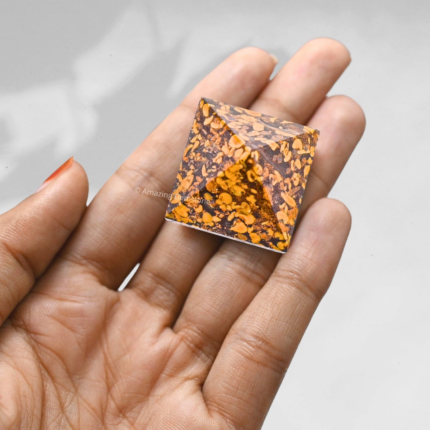 Amazing Gemstone Fruit Jasper Pyramid Crystal Healing Stones - 1" Great Pyramid Figurine of Natural Stone Pyramid for Meditation, Reiki, Chakra Balancing and Crystal Pyramids Grid