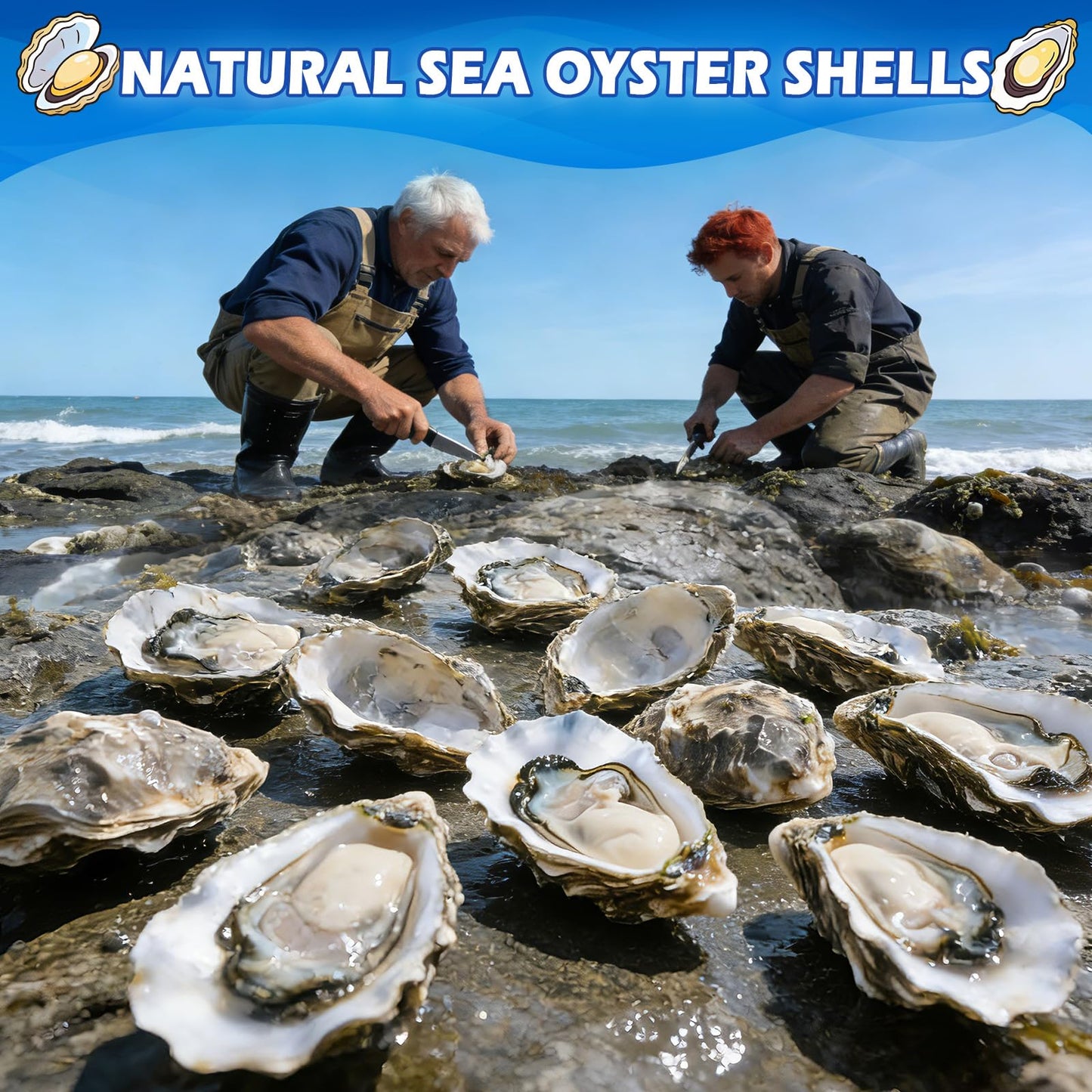 20Pcs Oyster Shells for Crafts,4"-5" Natural Large Flat Oyster Shells with Holes Drilled & Jute Rope for DIY Crafting, Sea Shells Ornaments Decoupage for Beach Home Decor Painting Chicken (20)