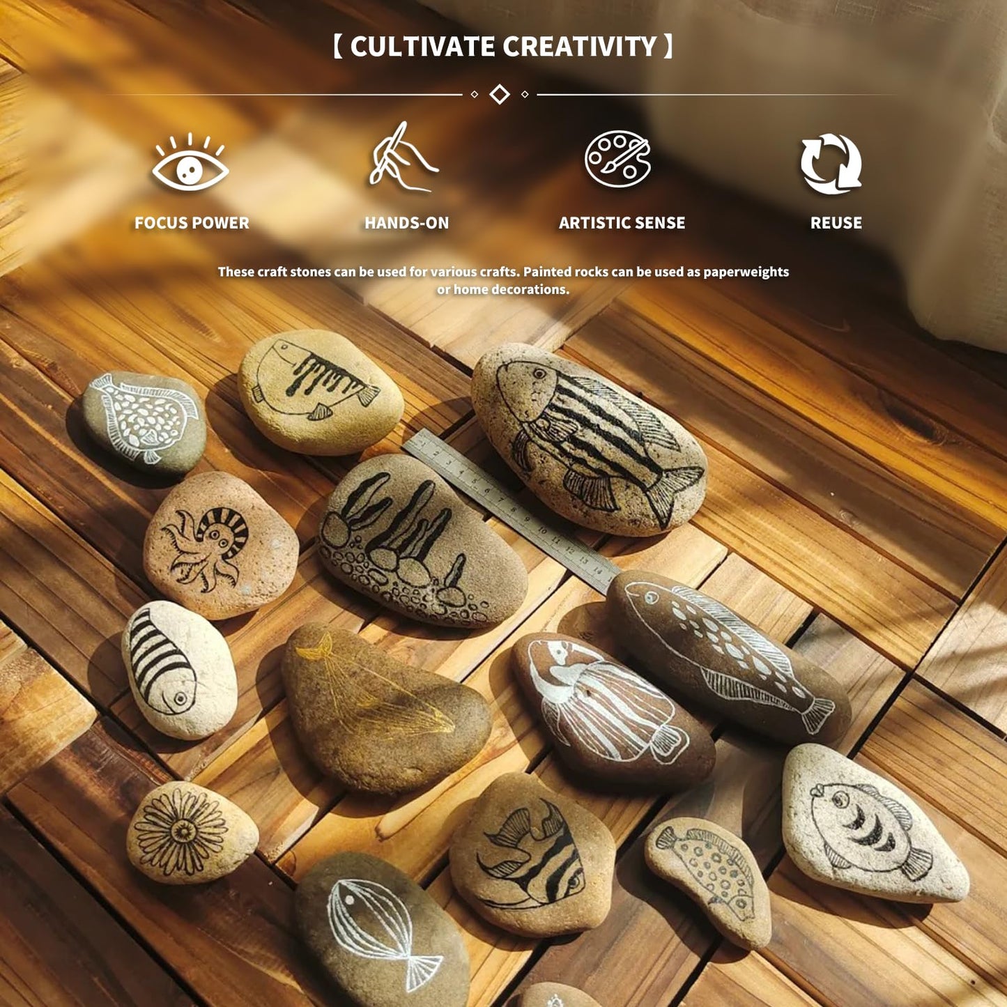 25Pcs River Rocks for Painting, 2-3 Inch Flat Smooth Rocks to Paint, Natural Craft Stones for Kids & Adults Art Projects, Bulk Painting Rocks