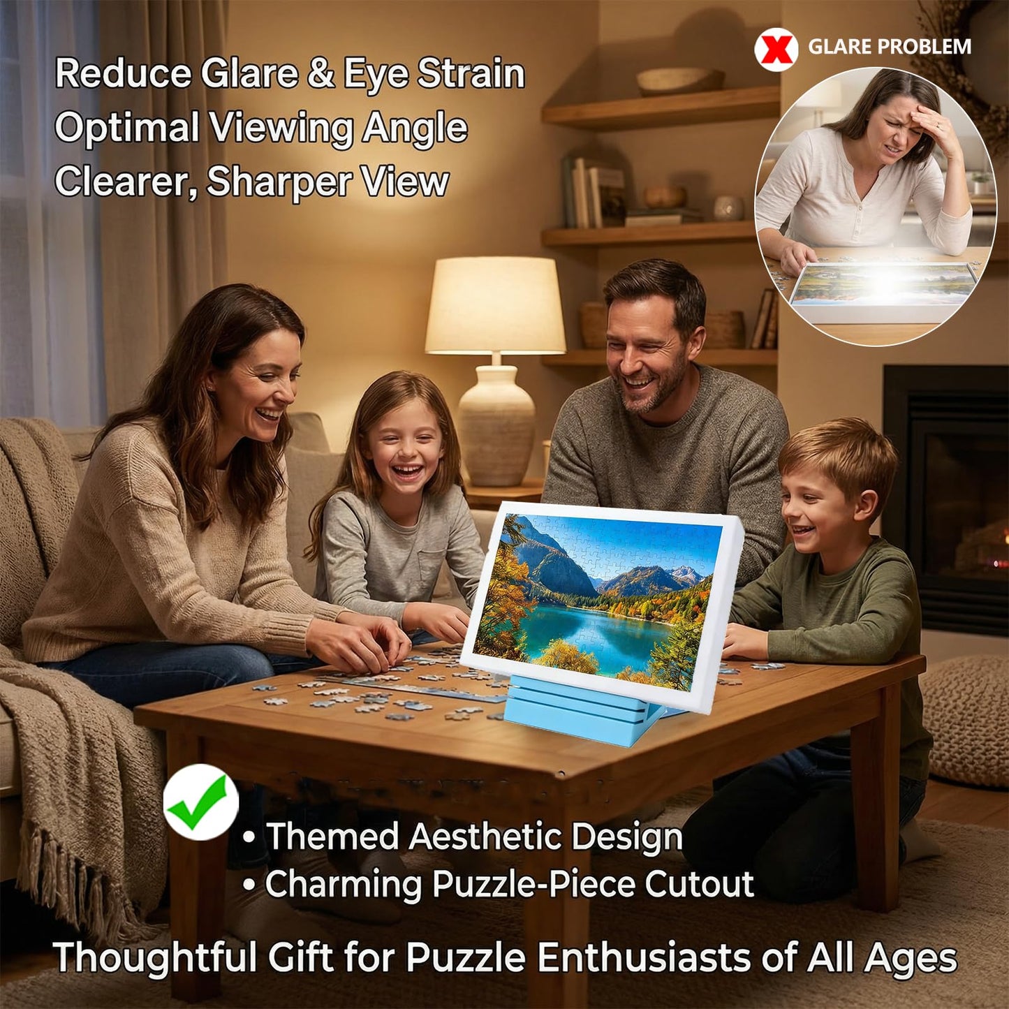 2PCS Jigsaw Puzzle Box Stand-Hands-Free Puzzle Lid Holder&Viewer-Universal Puzzle Cover Prop Display Rack to Save Table Space&Reduce Glare-Adjustable 3 Angle Holder,Essential Puzzle Accessories Gift
