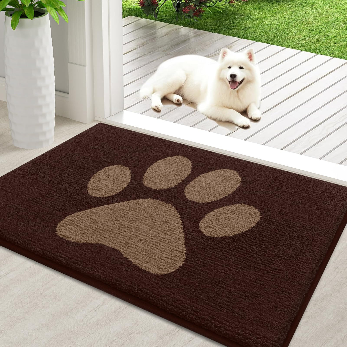 Buganda Dog Door Mat for Muddy Paws 36x24, Absorbent Doormat for Inside
