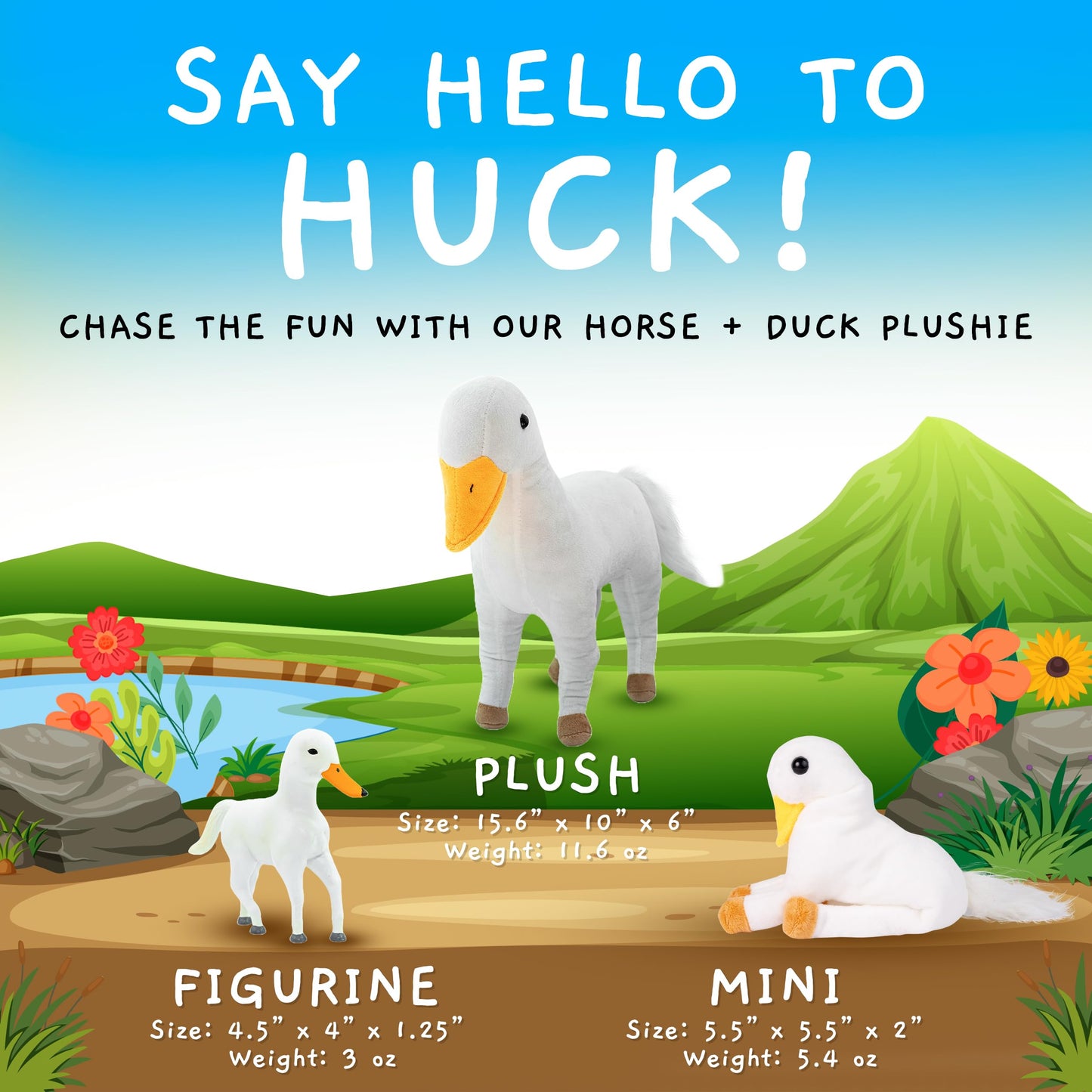 Randimals Plush Toy Stuffed Animal Mix - Horse & Duck Hybrid Stuffed Animals for Girls & Boys - Huggable & Soft Animal Characters Cute Plushies - Unique Toys for Discovery & Adventure