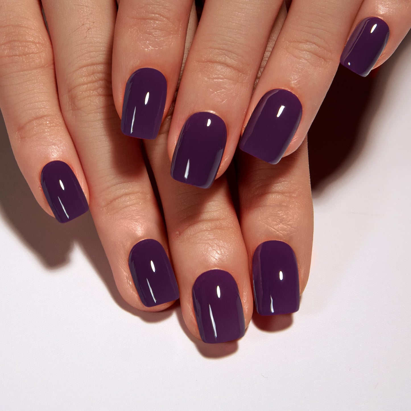 Curvlife Press on Nails Acrylic Fake Nails with Short Square Reflective purple Design Full Cover False Nails Reusable Nail Kit with Nail Glue Adhesive Tab Glue on Nails