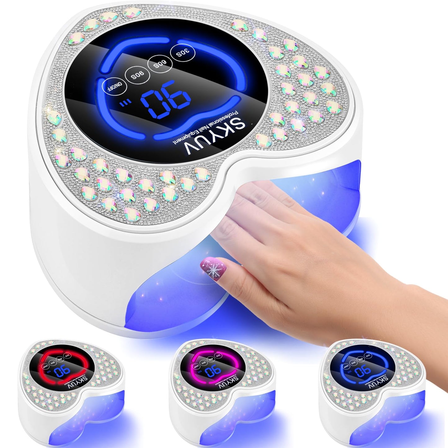 SKYUV UV LED Nail Lamp, Rechargeable Cordless Nail Dryer for Gel Polish, UV Nail Light with 45 Beads, Professional Quick Dry Curing Lamp with 3 Timers Setting for Salon and Home
