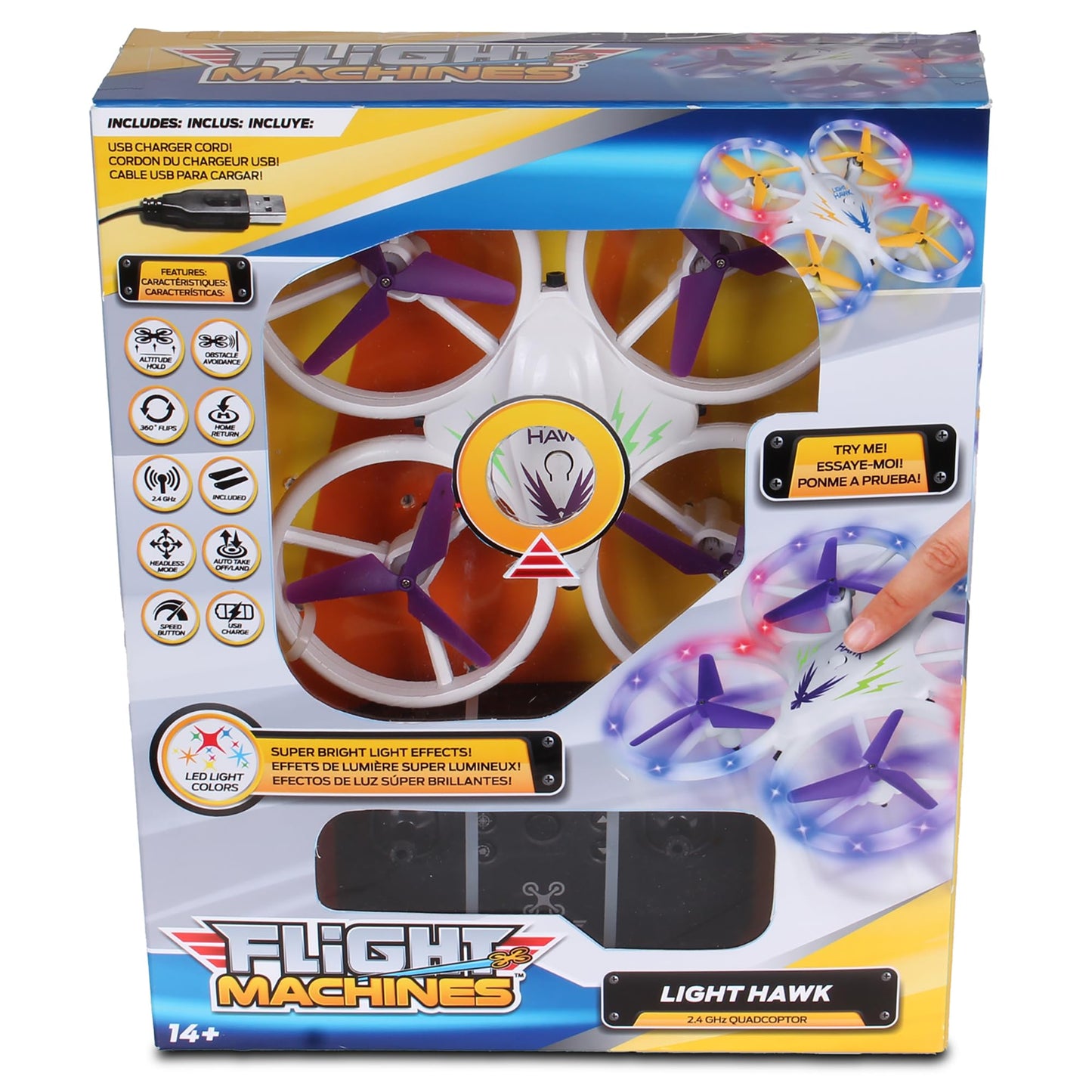 NKOK Fight Machines: 2.4GHz LightHawk Quadcopter - RC Drone, Features Altitude Hold Stunts, Obstacle Avoidance, LED Light Show Effects, Kids Ages 8+