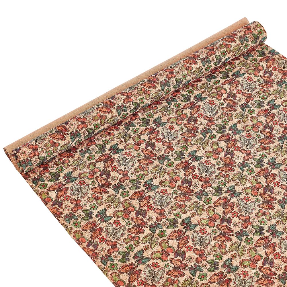 PH PandaHall Cork Fabric 55x19.7 Inch Butterfly Pattern Soft Cork Sheets Retro Style Thin Corks for Bag Making Sewing Faux Leather for Wood Craft DIY Projects Scrapbooking