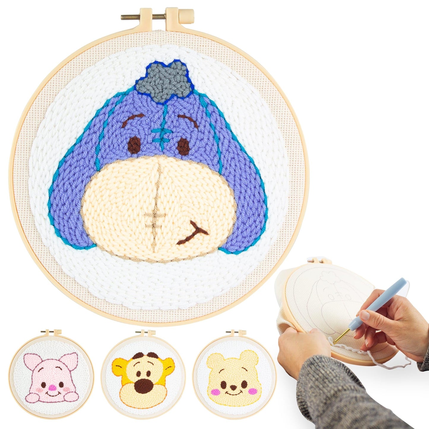 Nuvimagic - Punch Needle Kit for Beginners & Adults - Complete DIY Punch Embroidery Kit with 4 Unique Patterns - Perfect Needle Punch Kits for Creative Art