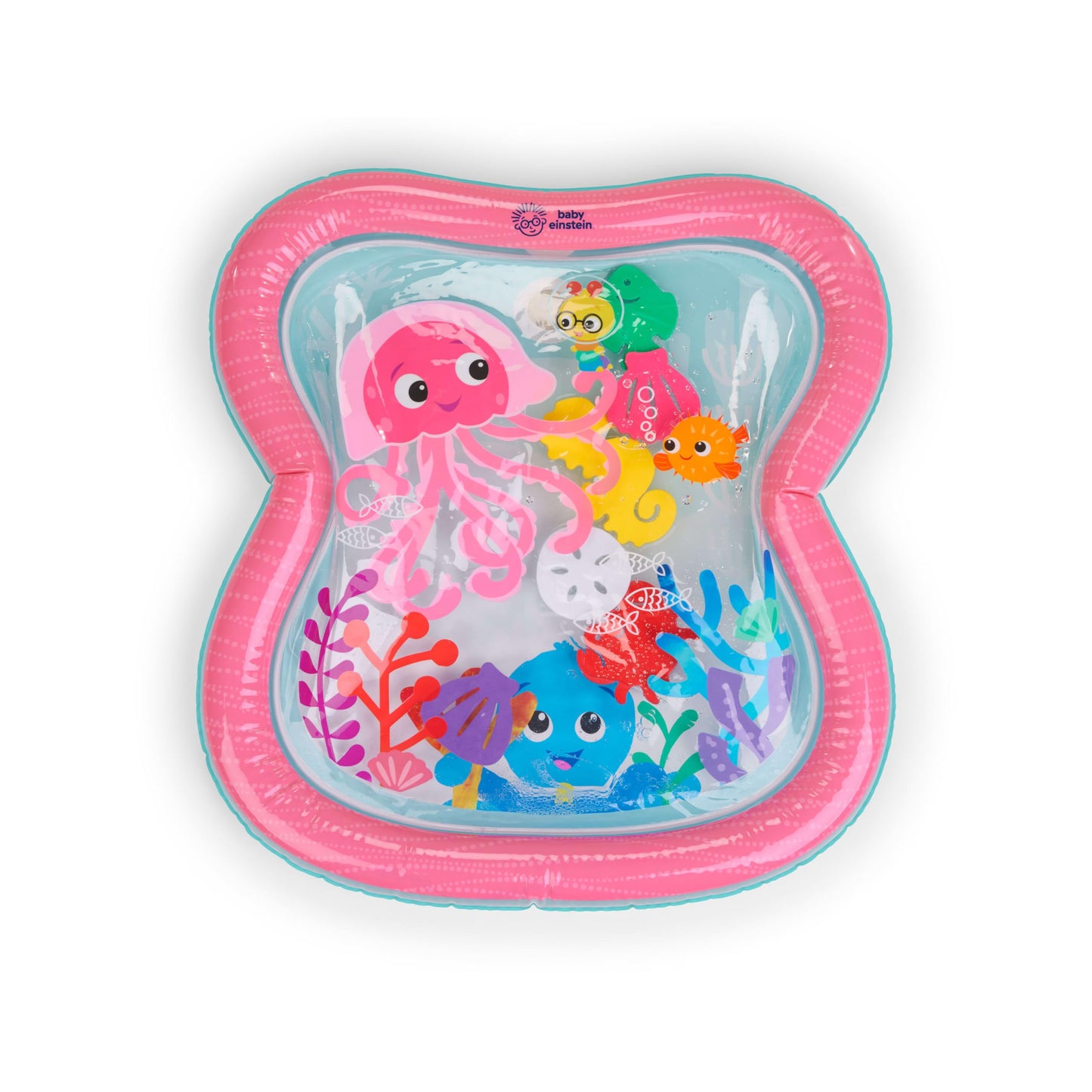 Baby Einstein Ocean Explorers Jiggling Janet Water Mat, Baby Water Mat with 6 Floating Ocean Shapes for Cause & Effect, Multisensory, Multisensory, Pink, Newborn +