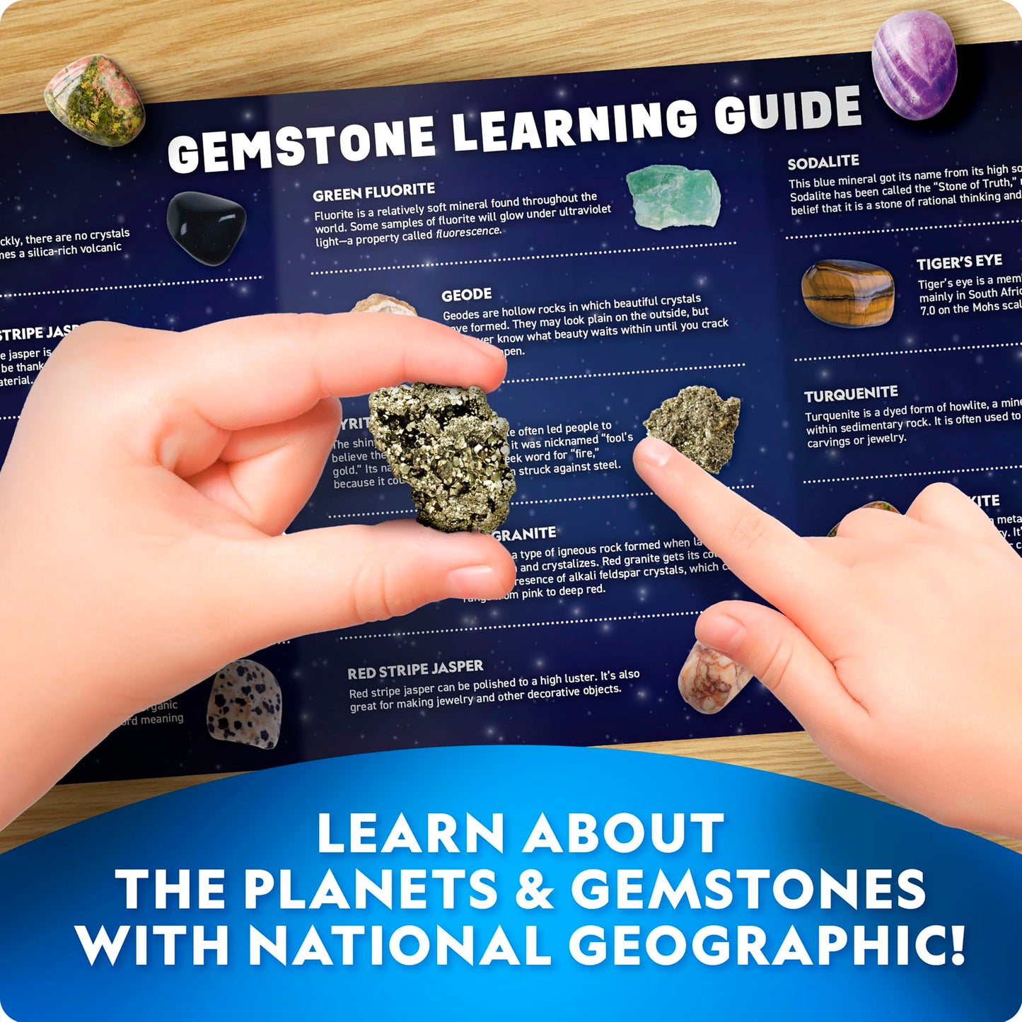 National Geographic Ultimate Space Gemstone Dig Kit – 8 Planet-Shaped Bricks with 16 Real Rock & Gemstone Specimens, Gems for Kids, Excavation Digging Activity, Gem Mining Kit