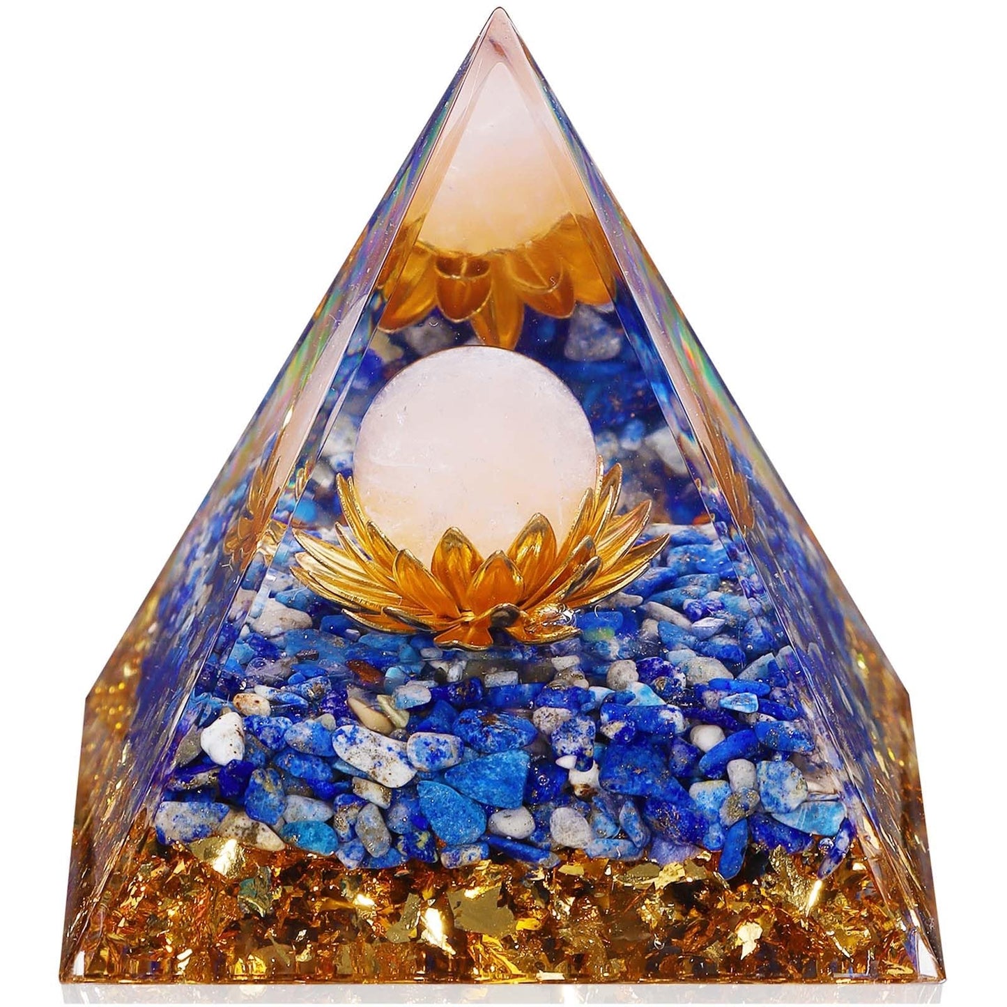 Crystal Pyramid, Lapis Lazuli Healing Crystal Pyramid Porstive Energy Generator, Natural Crystals Energy Pyramid for Attract Wealth Success and Lucky