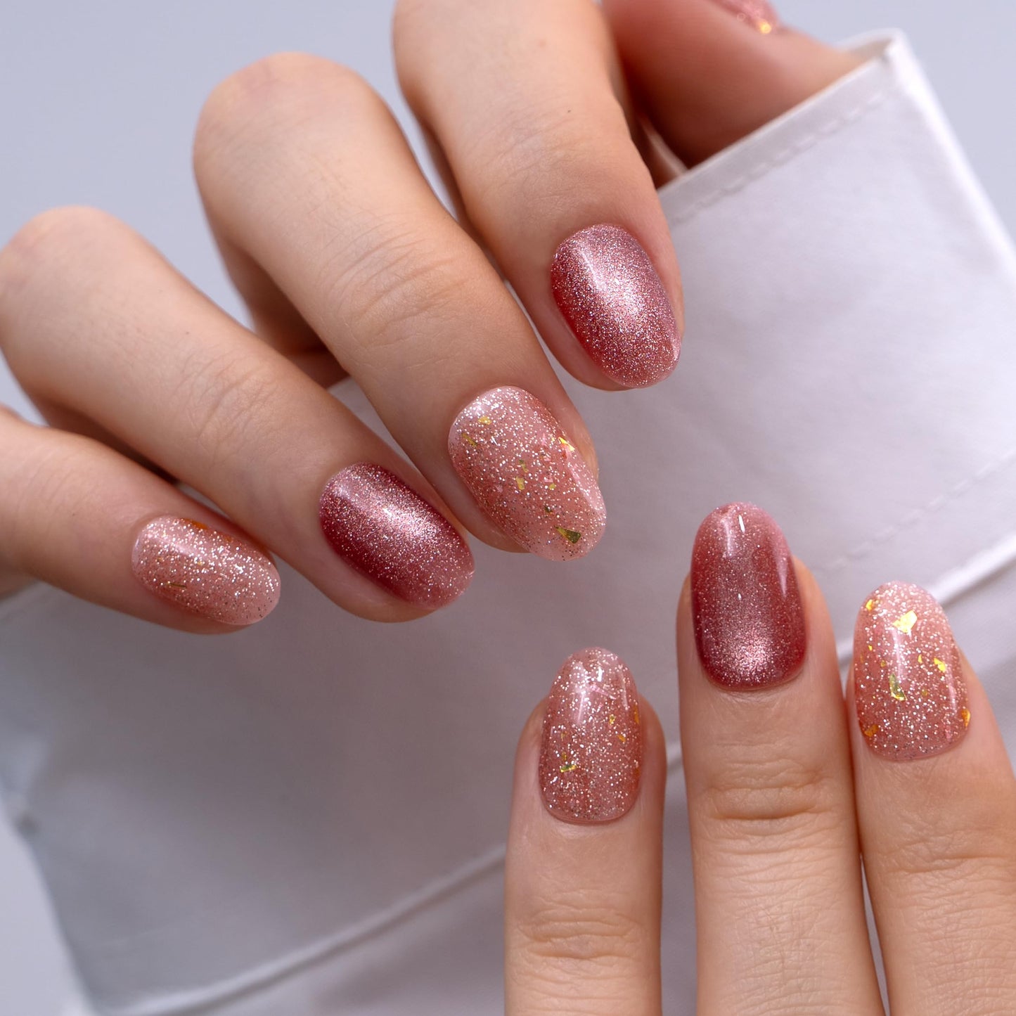 CurvLife Soft Gel Square Press-On Nails Short, Reusable Fake Nails with Glue & Adhesive Tabs, 30PCS Salon-Quality Stick-On Nails for At-Home Manicure (Ember Glow)